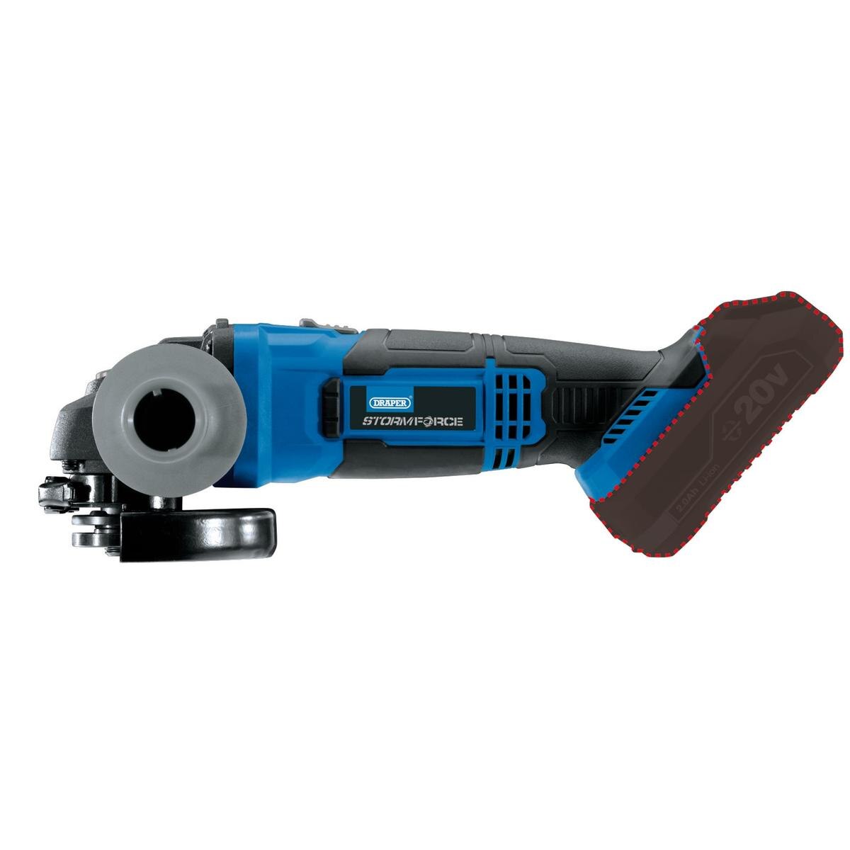 Draper Storm Force 20V Angle Grinder, 115mm (Sold Bare) - Image 2