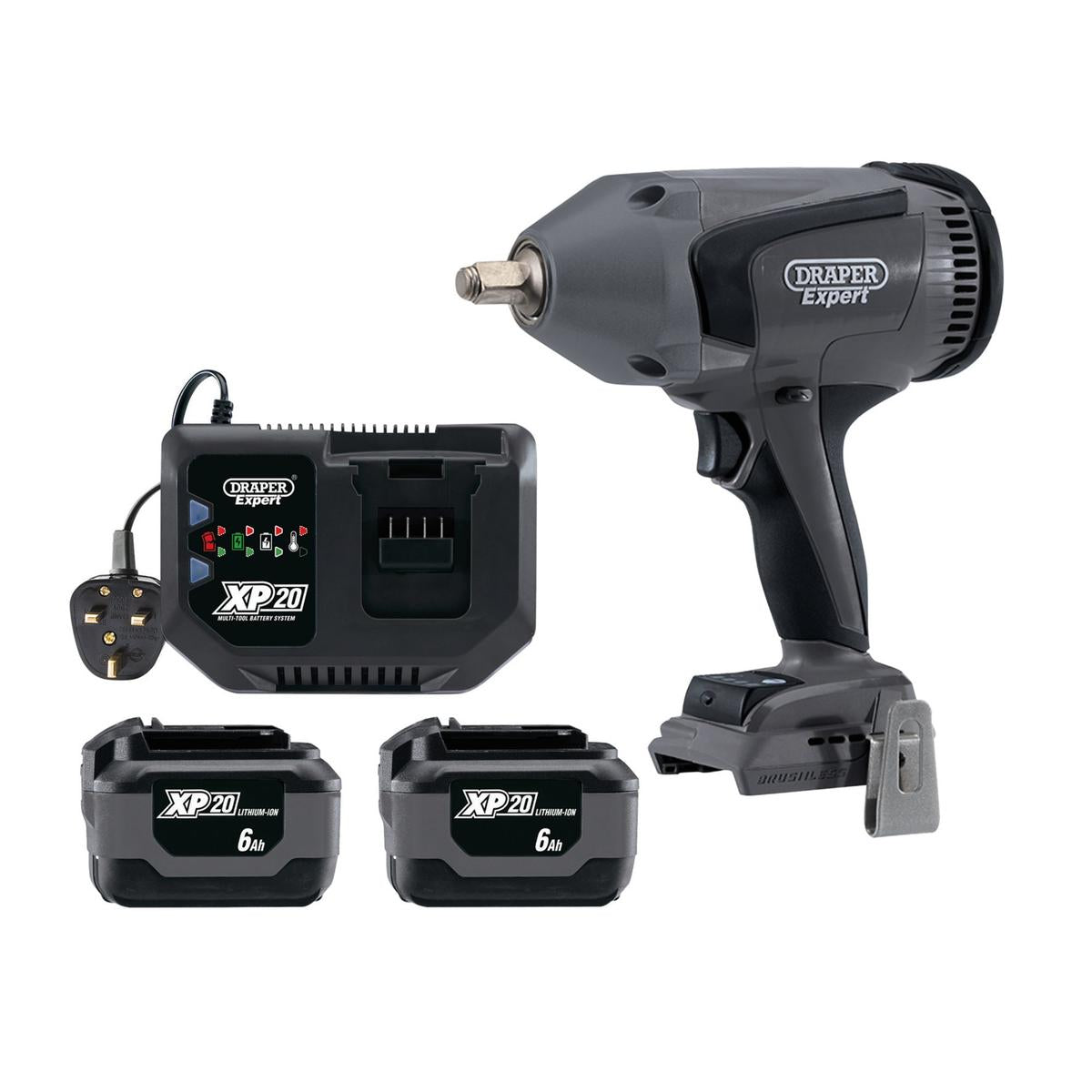 Draper Expert XP20 20V Brushless Impact Wrench Kit, 1/2" Sq. Dr., 1000N - Image 1