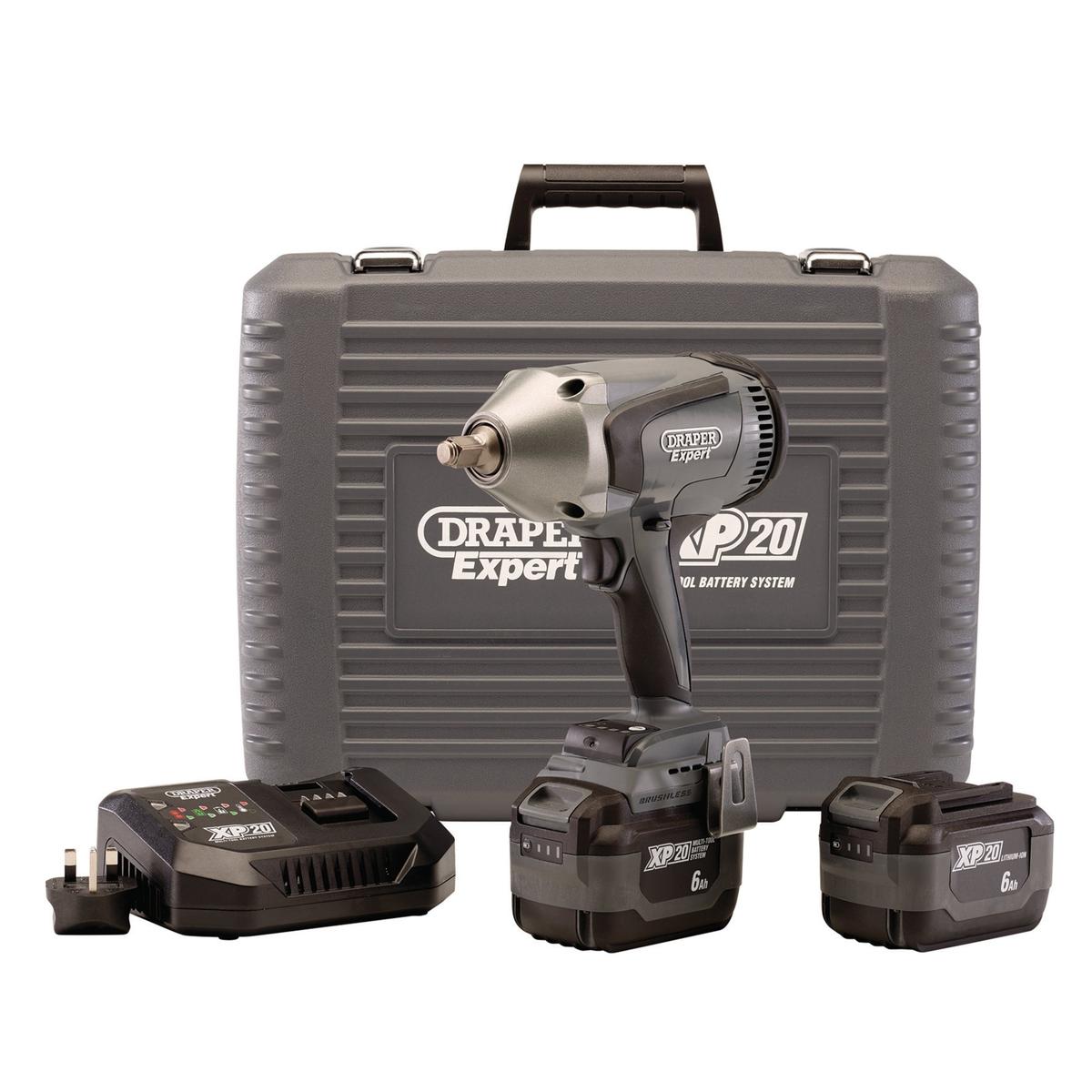 Draper Expert XP20 20V Brushless Impact Wrench Kit, 1/2" Sq. Dr., 1000N - Image 2