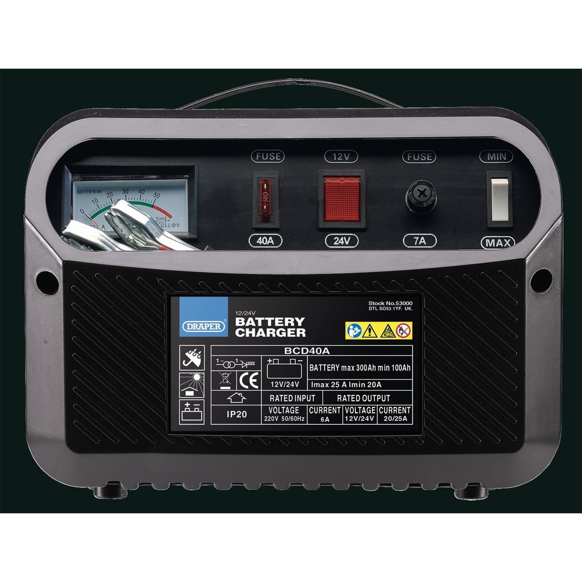 Draper 12/24V Battery Charger, 20 25A - Image 2