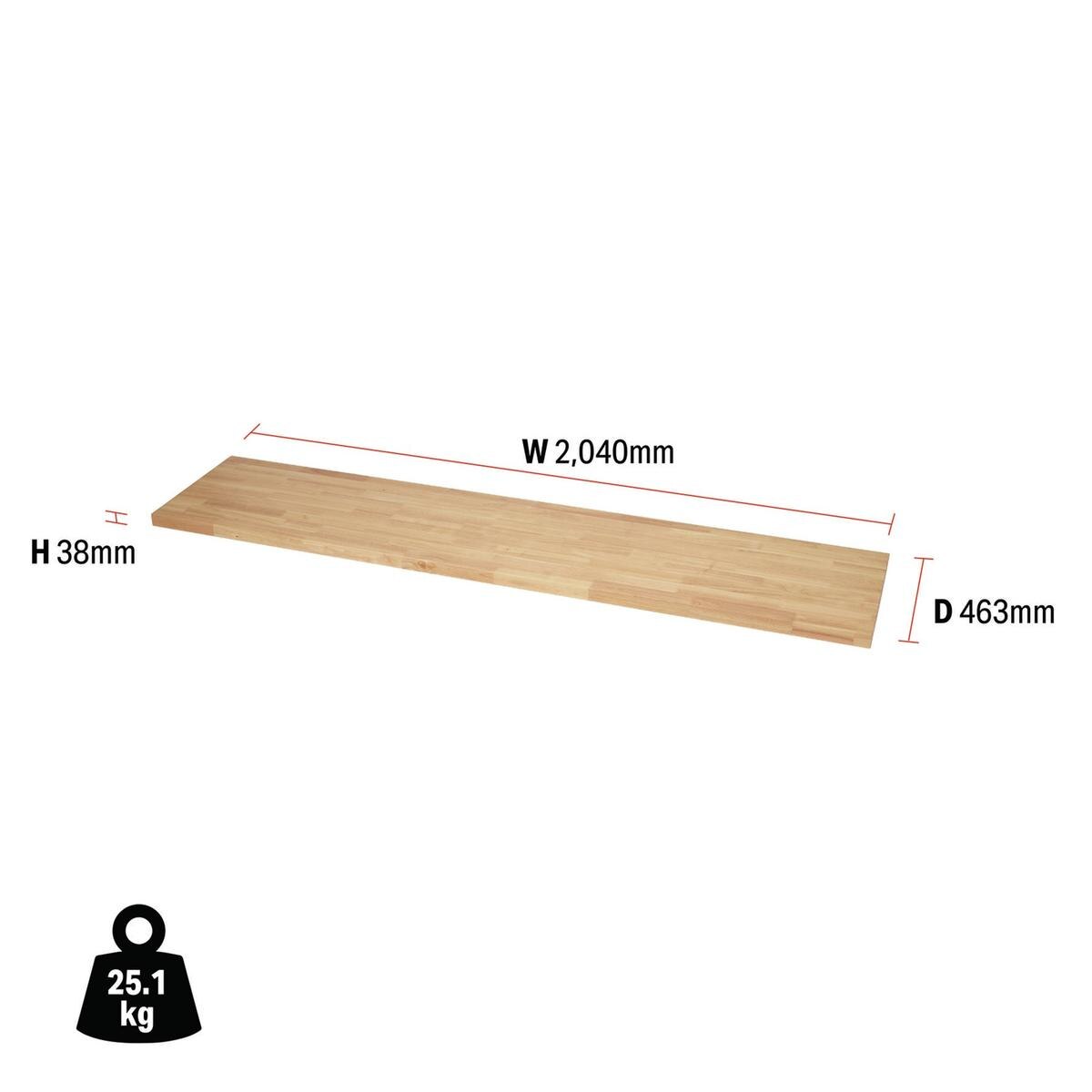 BUNKER Modular Hardwood Worktop, 2040mm - Image 2