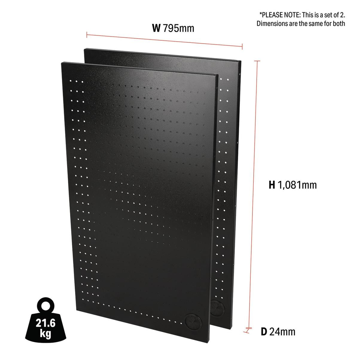 BUNKER Modular Corner Unit Back Panels/Pegboards, 795mm (Pair) - Image 2