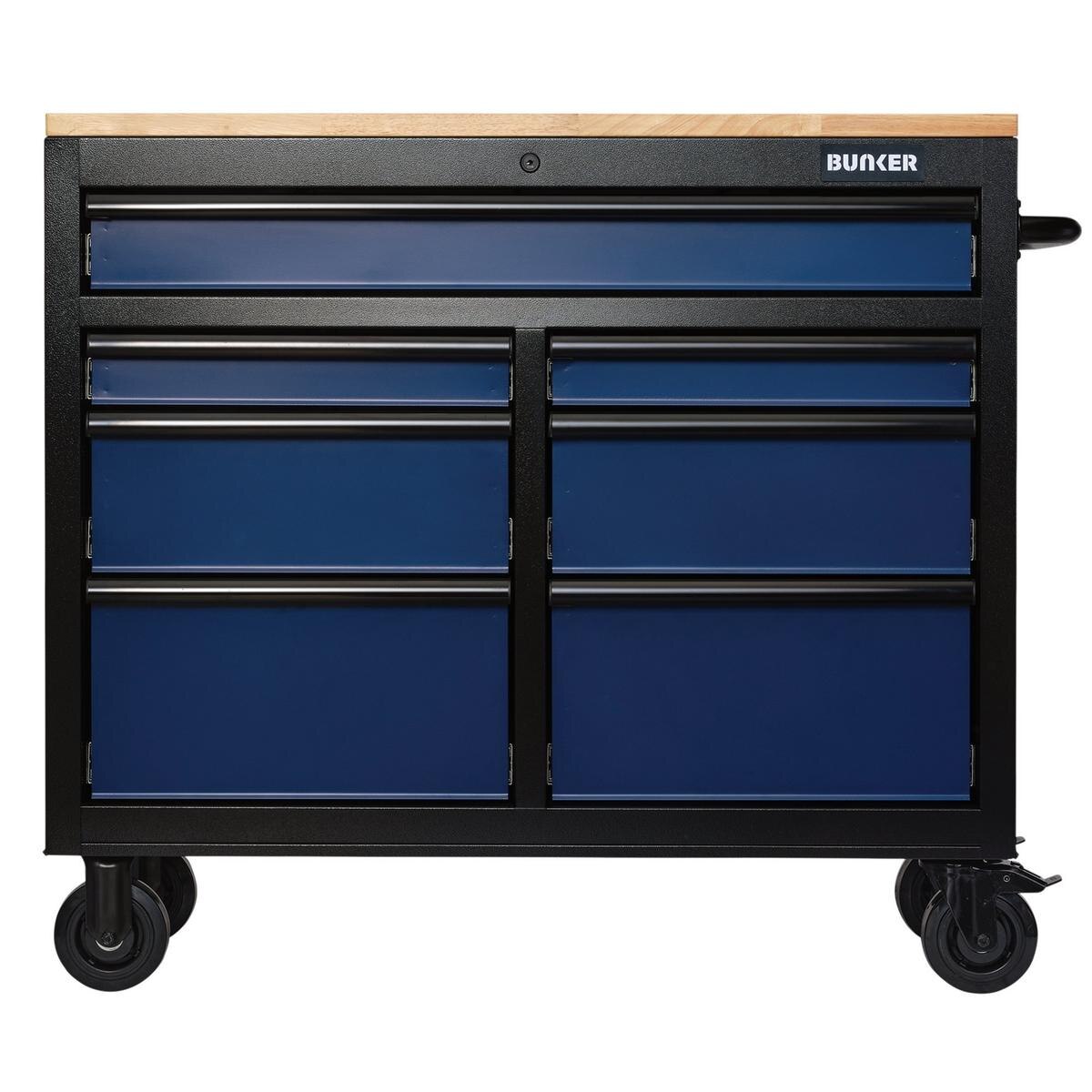 BUNKER 7 Drawer Workbench Roller Tool Cabinet, 41", Blue - Image 2