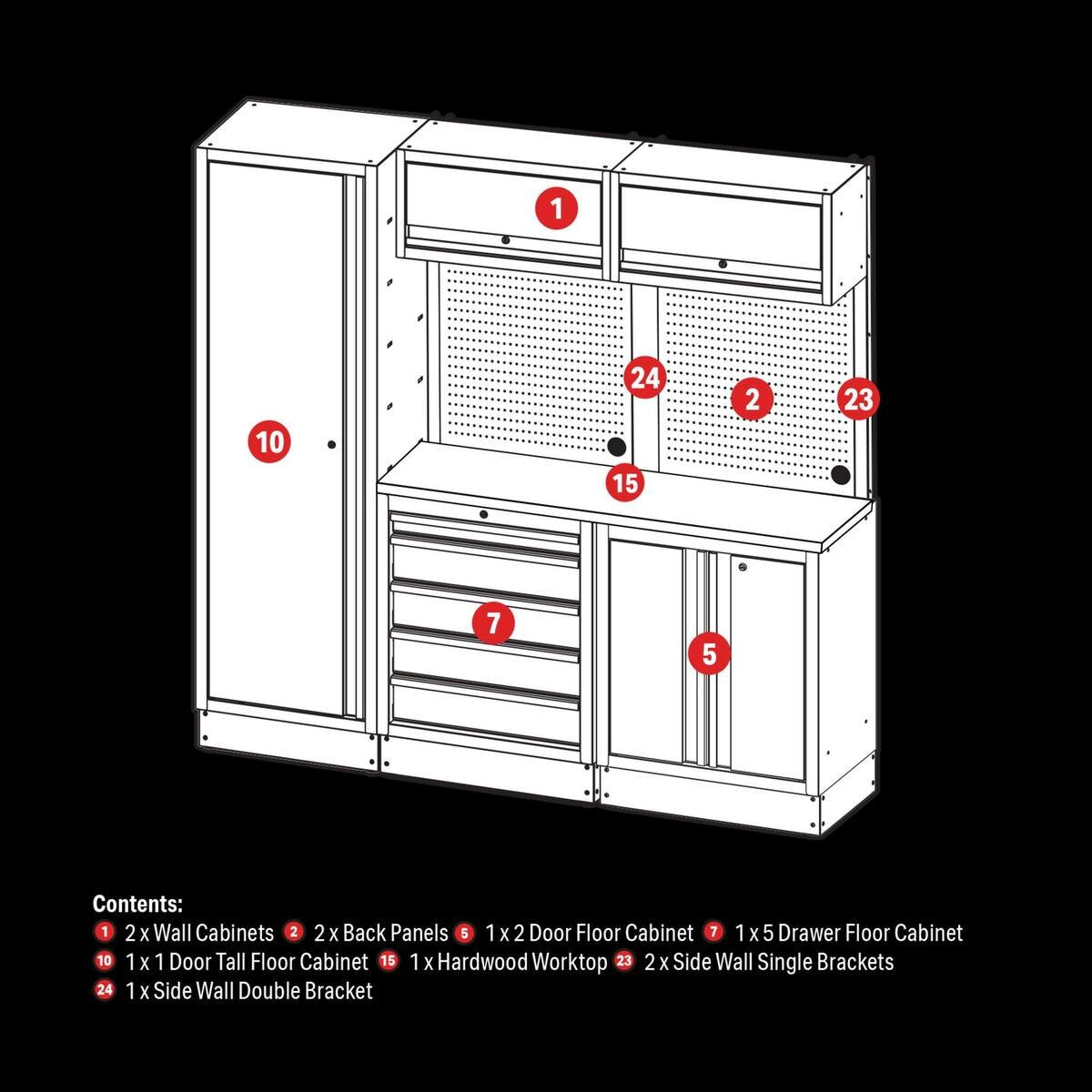 BUNKER 11 Piece Modular Storage Combo with Hardwood Worktop, 1960mm - Image 2