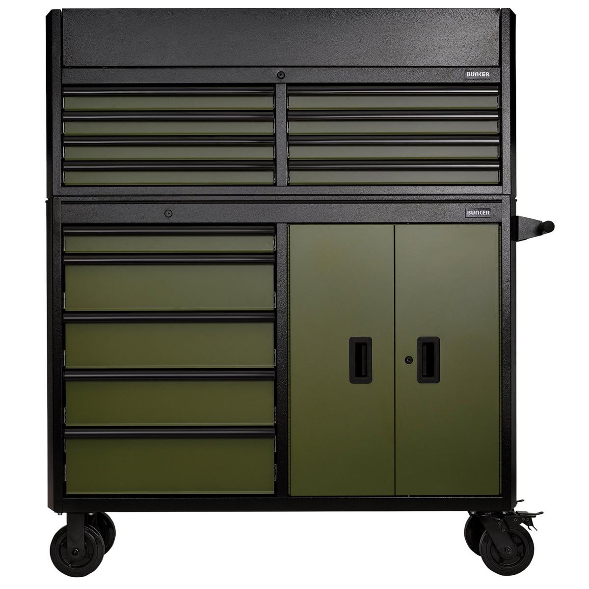 BUNKER 13 Drawer Combined Roller Cabinet and Tool Chest, 52", Green - Image 2