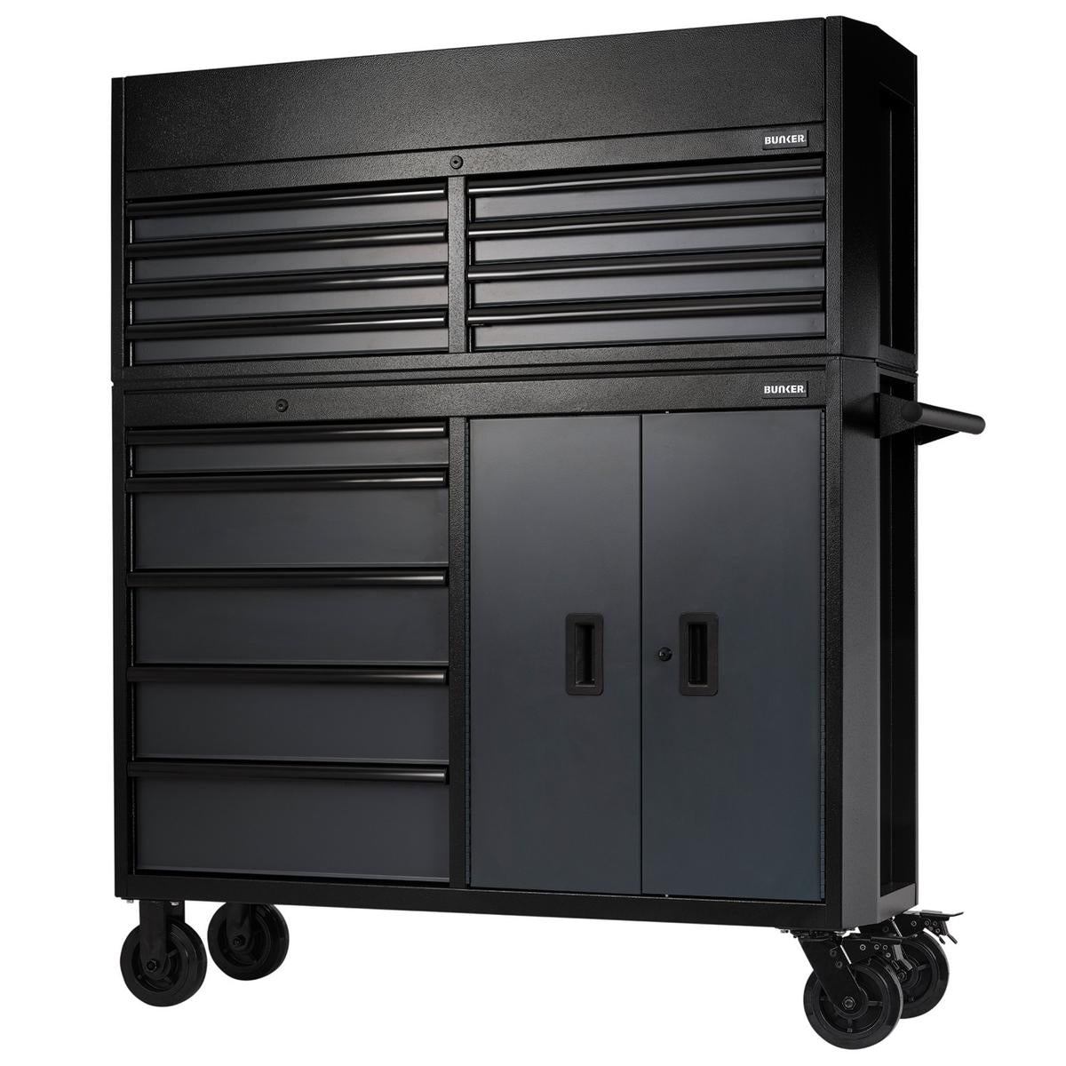 BUNKER 13 Drawer Combined Roller Cabinet and Tool Chest, 52", Grey - Image 1