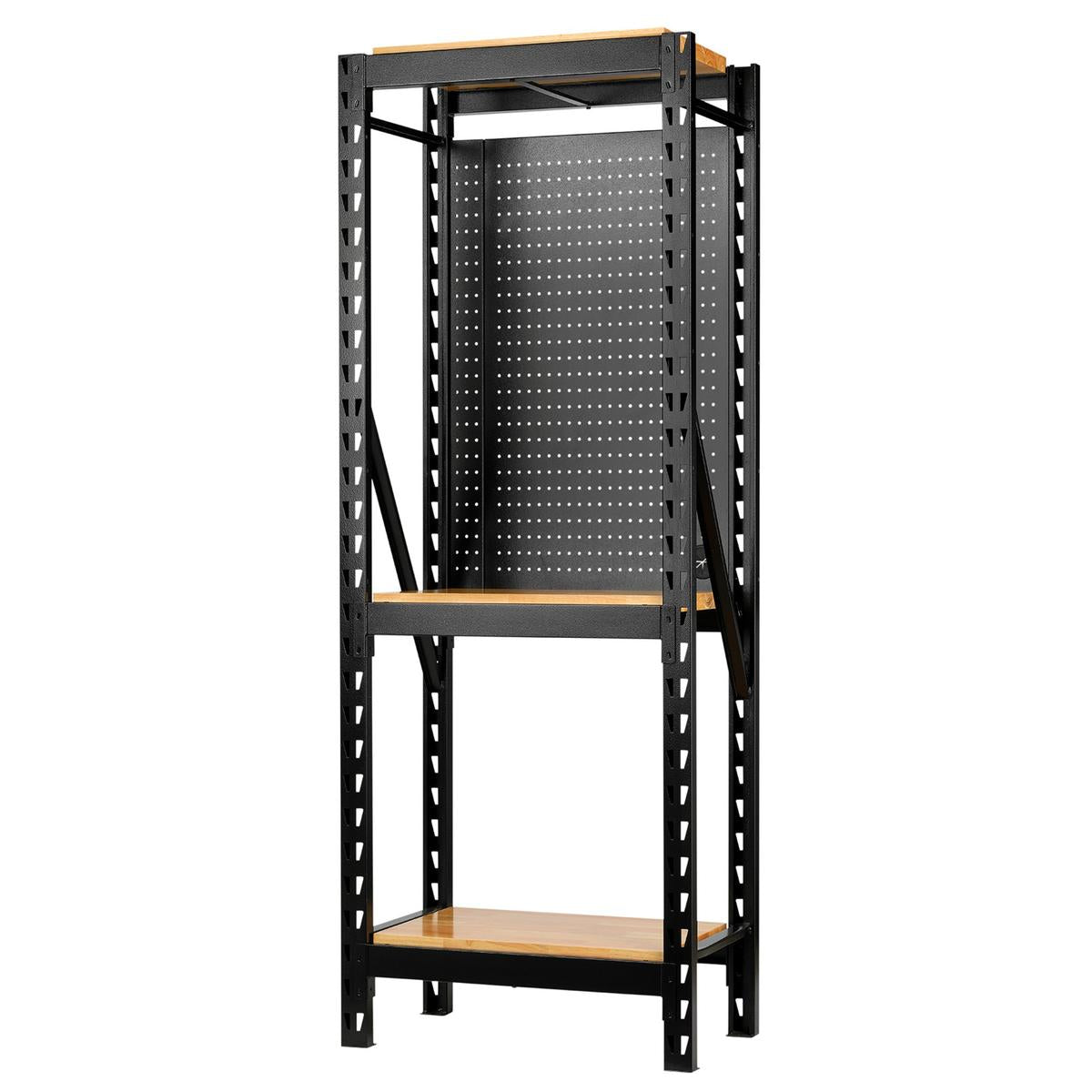 BUNKER 17 Piece Modular 3 Tier Racking with Hardwood Shelving and Pegboards, 750mm - Image 1