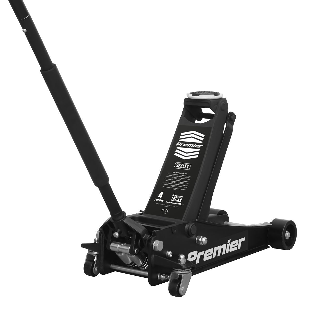 Sealey Premier Low Profile Trolley Jack with Rocket Lift 4 Tonne - Black - Image 1