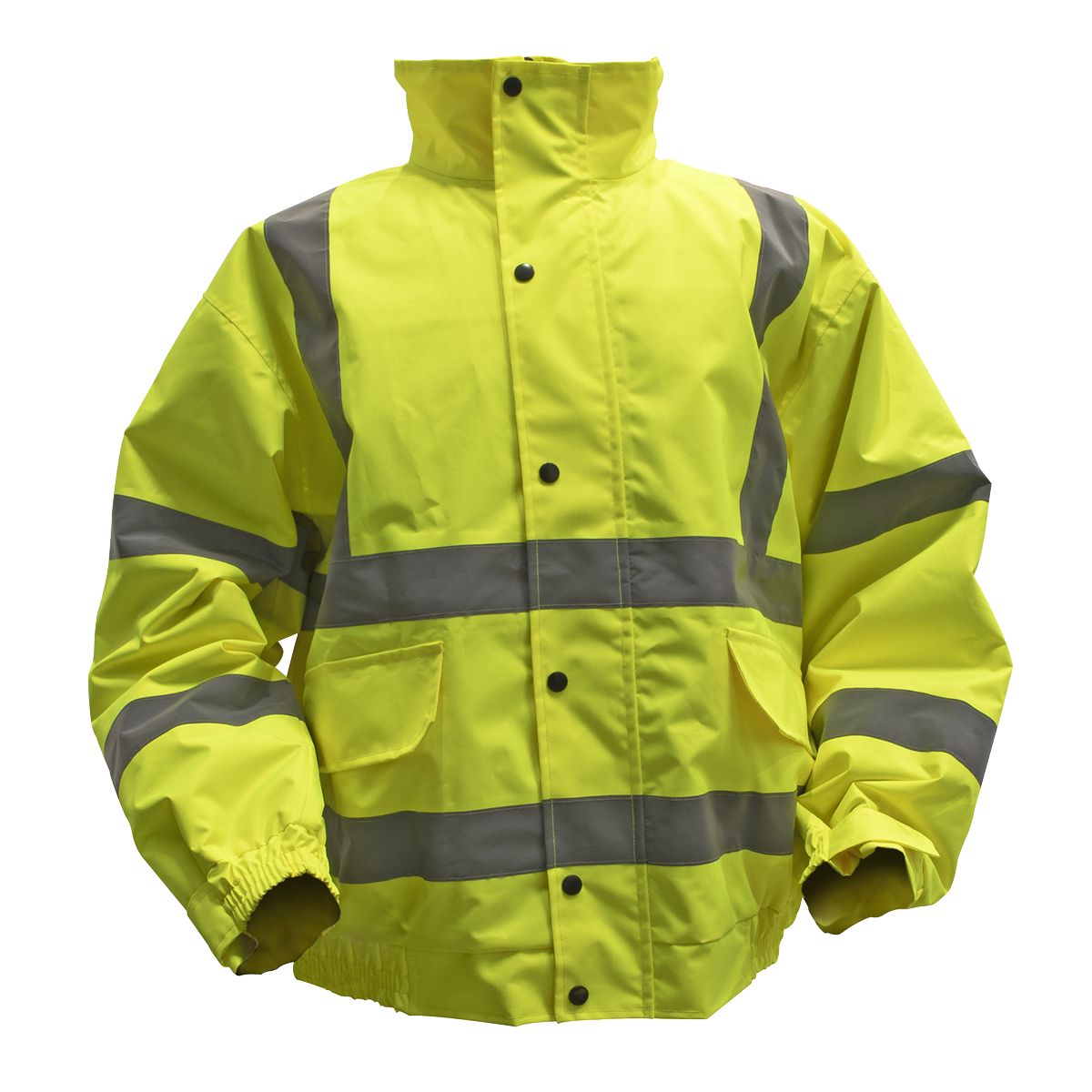 Sealey Worksafe Hi-Vis Yellow Jacket with Quilted Lining, Elasticated Waist & Cuffs - Large - Image 1