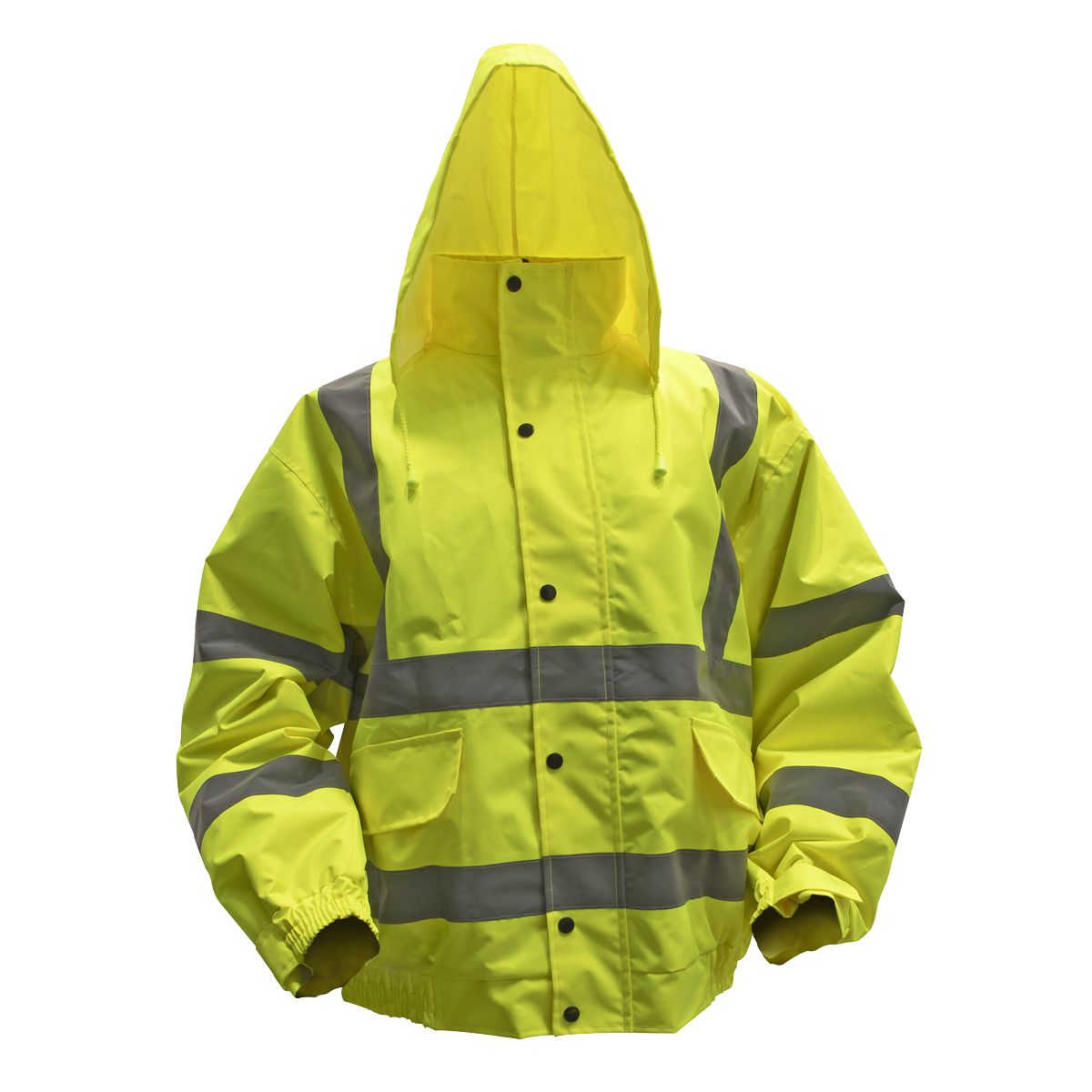 Sealey Worksafe Hi-Vis Yellow Jacket with Quilted Lining, Elasticated Waist & Cuffs - Large - Image 2