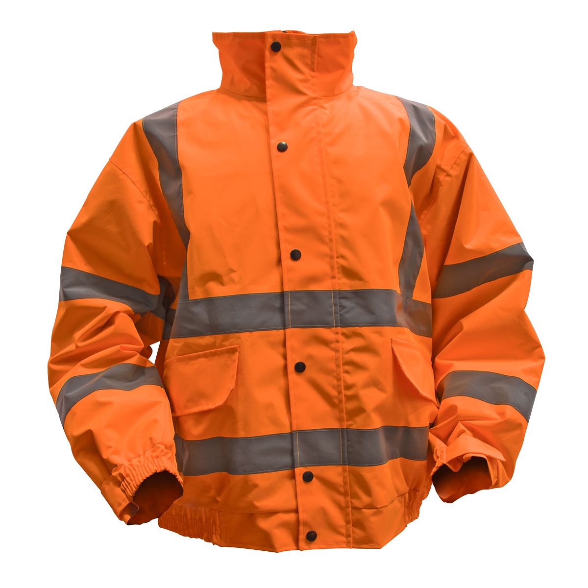 Sealey Worksafe Hi-Vis Orange Jacket with Quilted Lining, Elasticated Waist & Cuffs - Large - Image 1