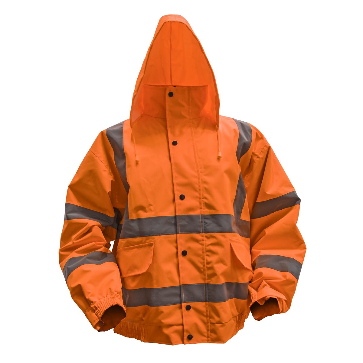 Sealey Worksafe Hi-Vis Orange Jacket with Quilted Lining, Elasticated Waist & Cuffs - Large - Image 2