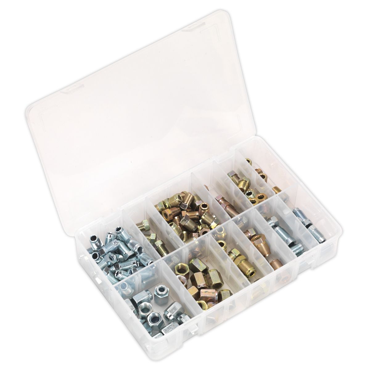 Sealey Metric/Imperial Brake Pipe Nut Assortment 200pc - Image 1