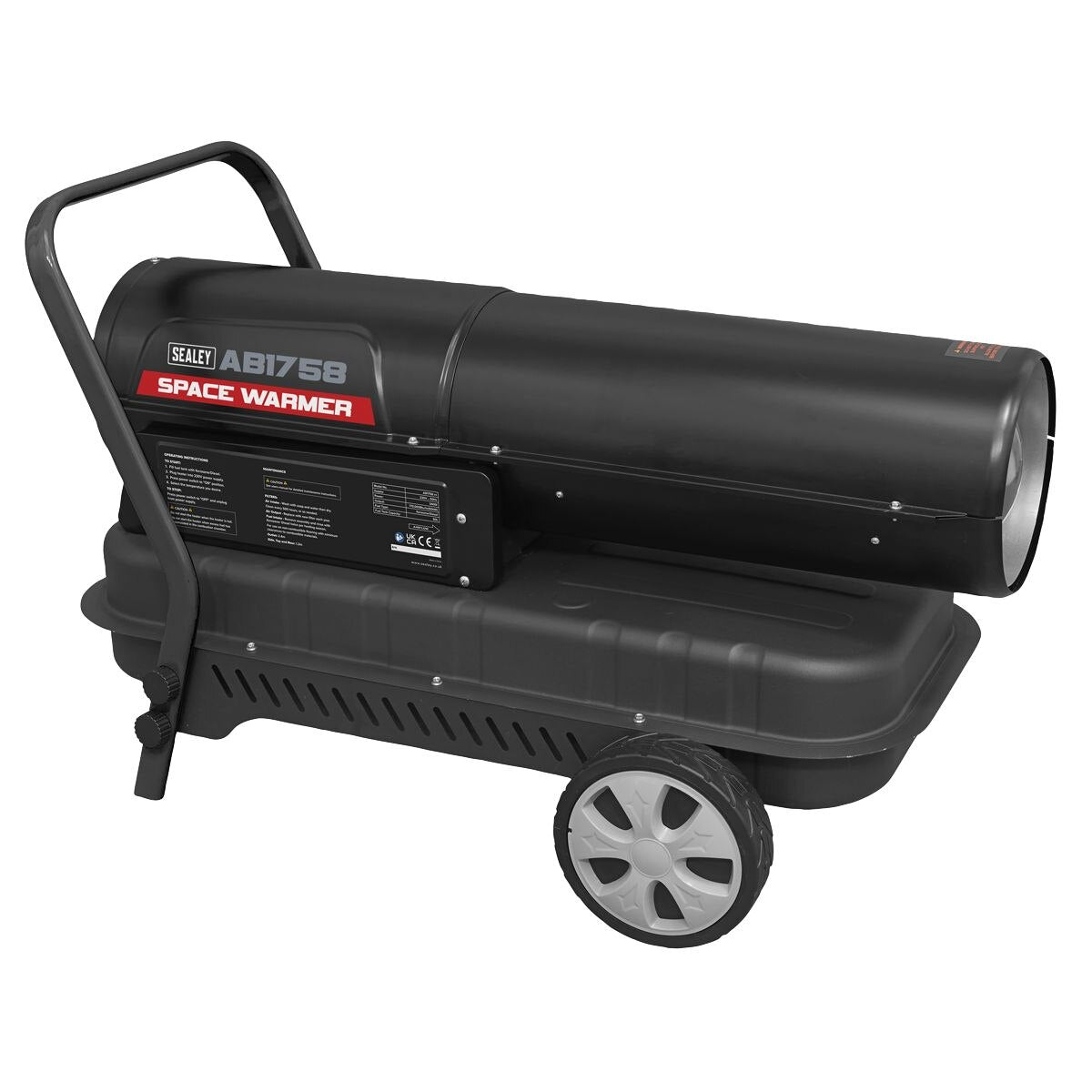 Sealey Space Warmer Kerosene/Diesel Heater with Wheels 175,000Btu/hr - Image 2