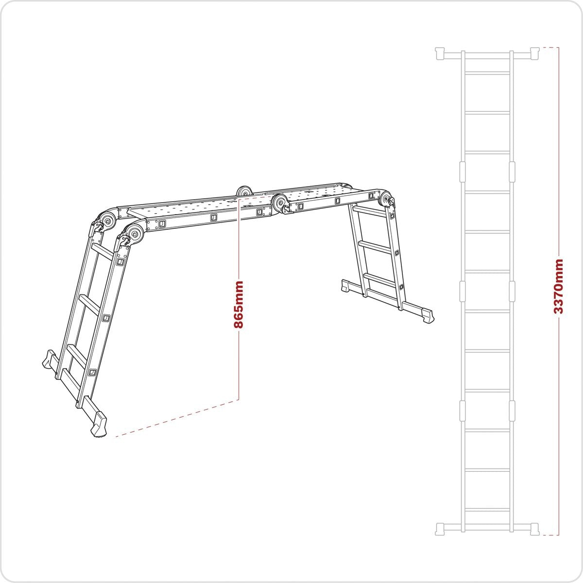 Sealey Folding Platform Ladder 4-Way Aluminium - BS EN 131 - Image 2