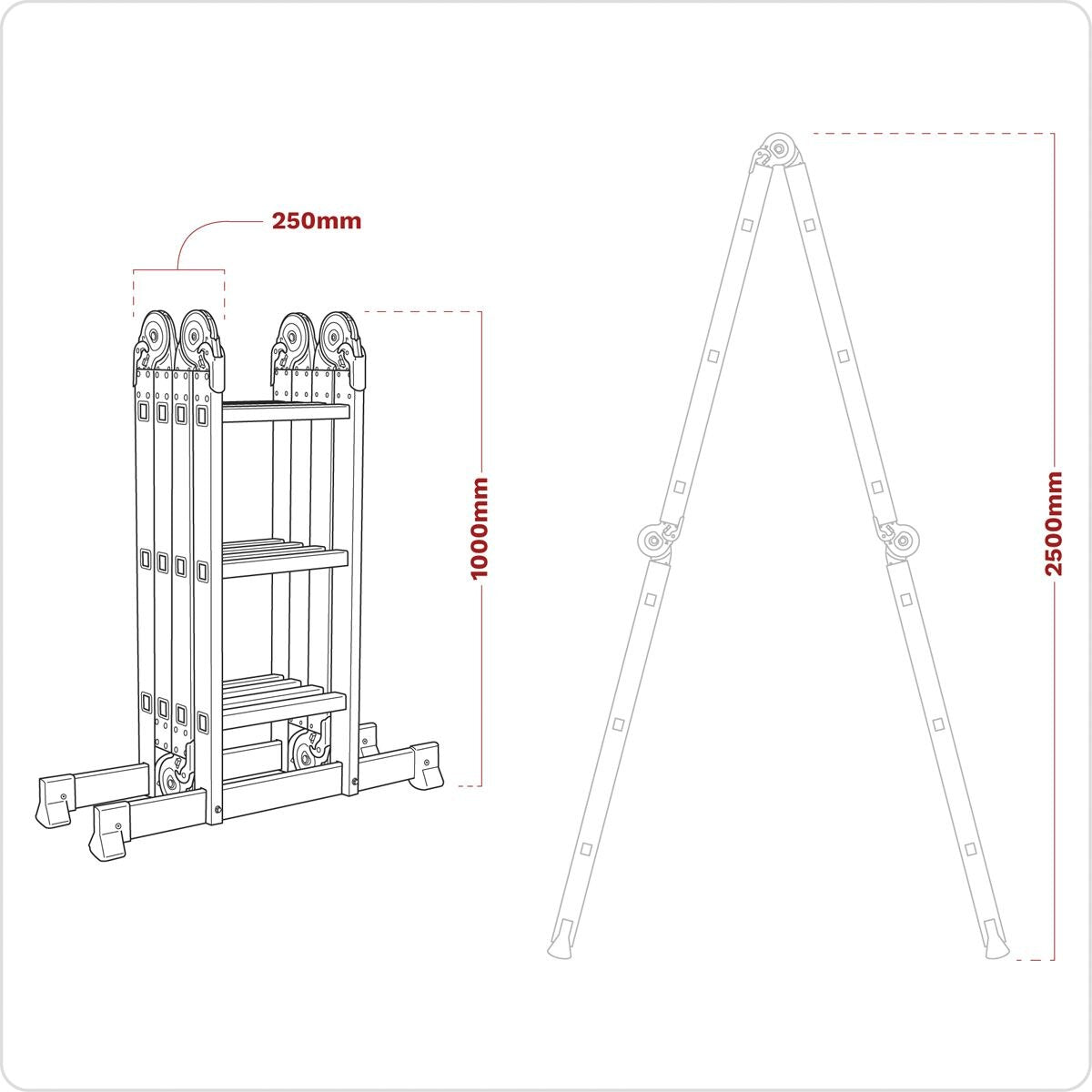 Sealey Folding Platform Ladder 4-Way Aluminium - BS EN 131 - Image 3