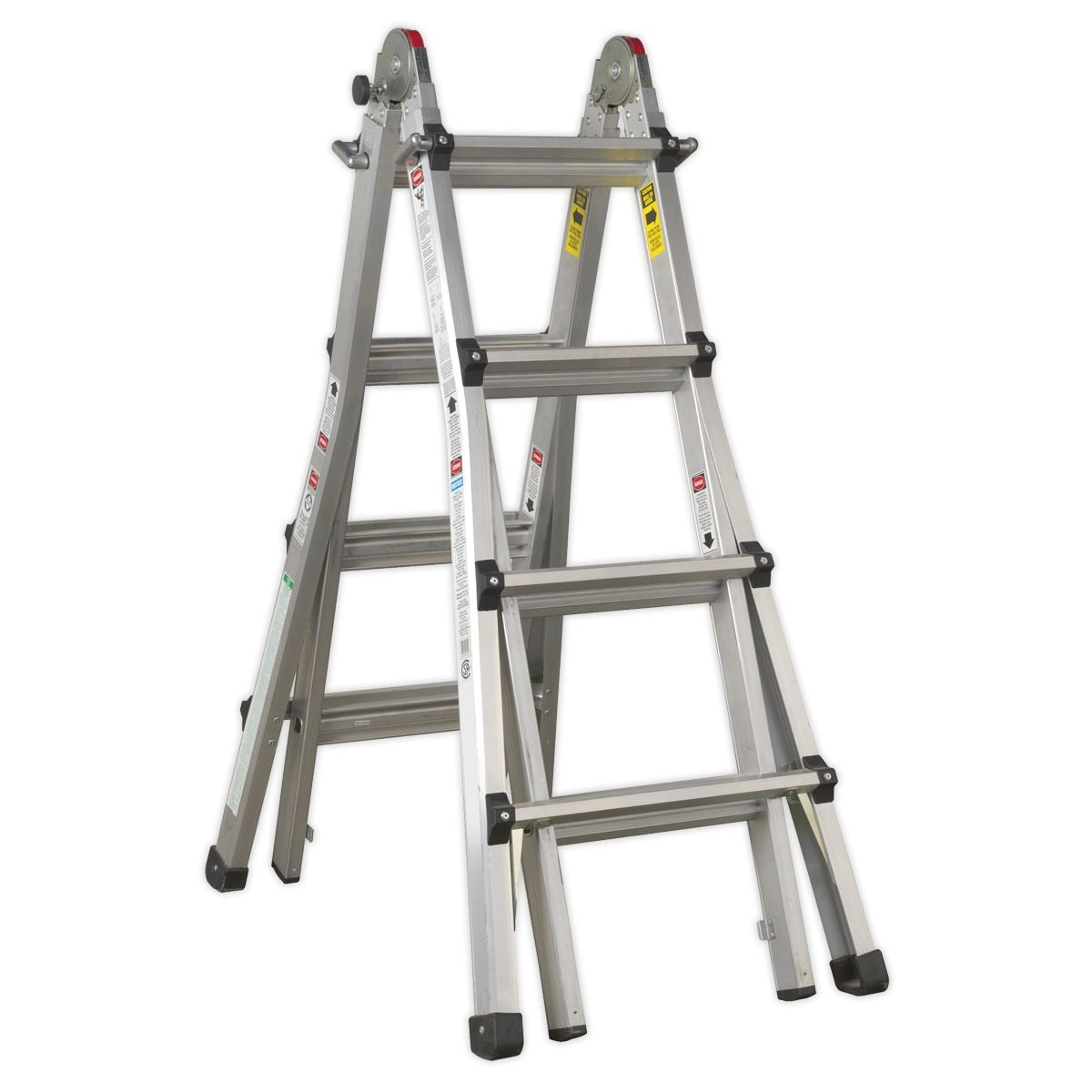 Sealey Telescopic Ladder Adjustable Height 4-Way Aluminium - BS EN 131 - Image 1