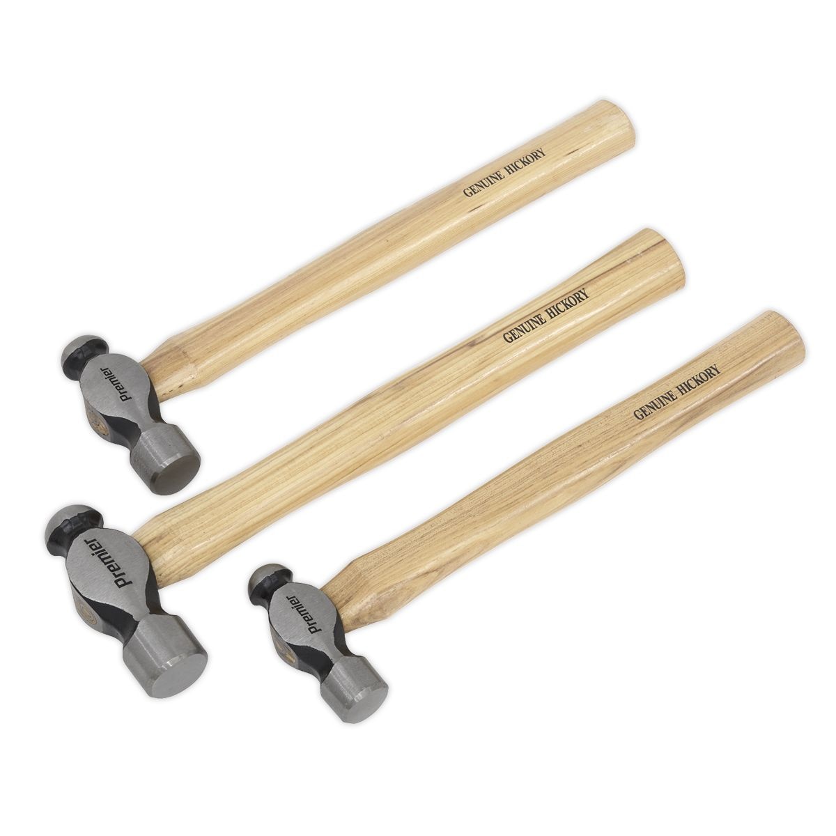 Sealey Ball Pein Hammer Set with Hickory Shafts 3pc - Image 1