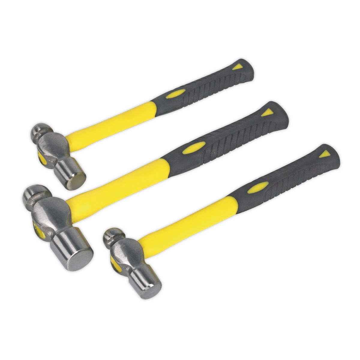 Sealey Ball Pein Hammer Set with Fibreglass Shafts 3pc - Image 1