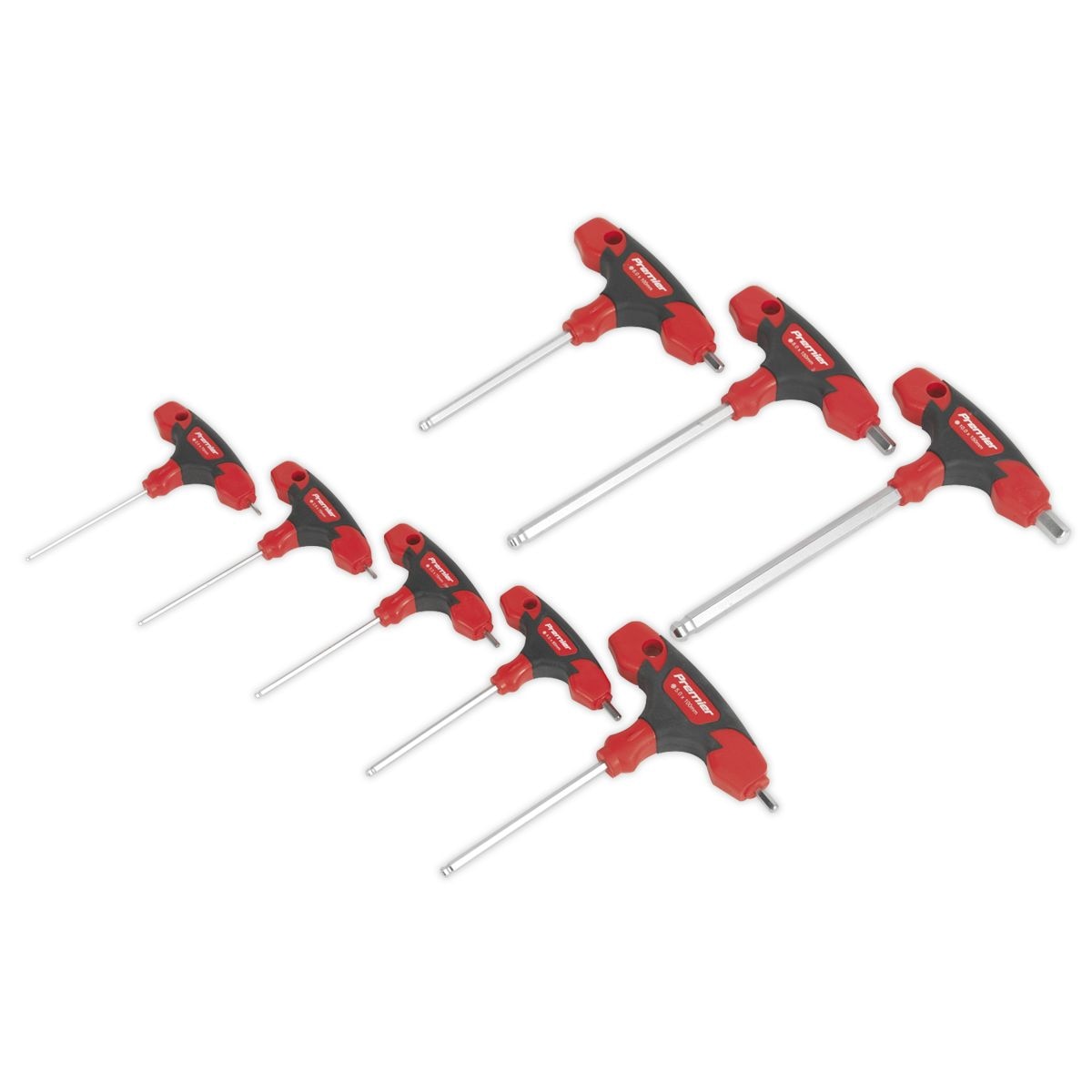 Sealey Premier T-Handle Ball-End Hex Key Set 8pc - Image 1