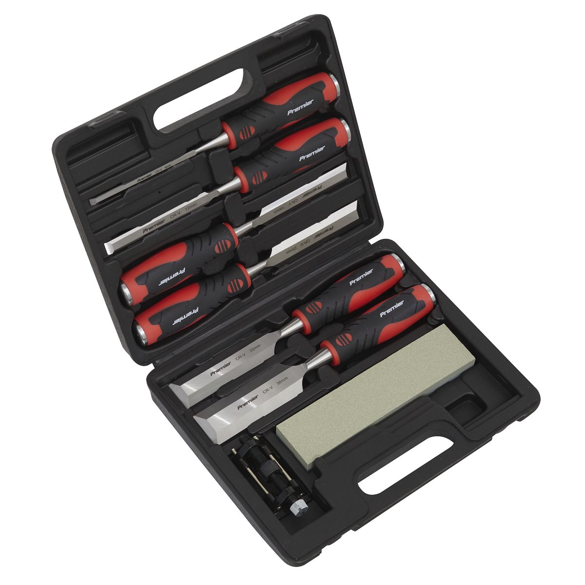 Sealey Premier Hammer-Thru Wood Chisel 8pc Set - Image 1