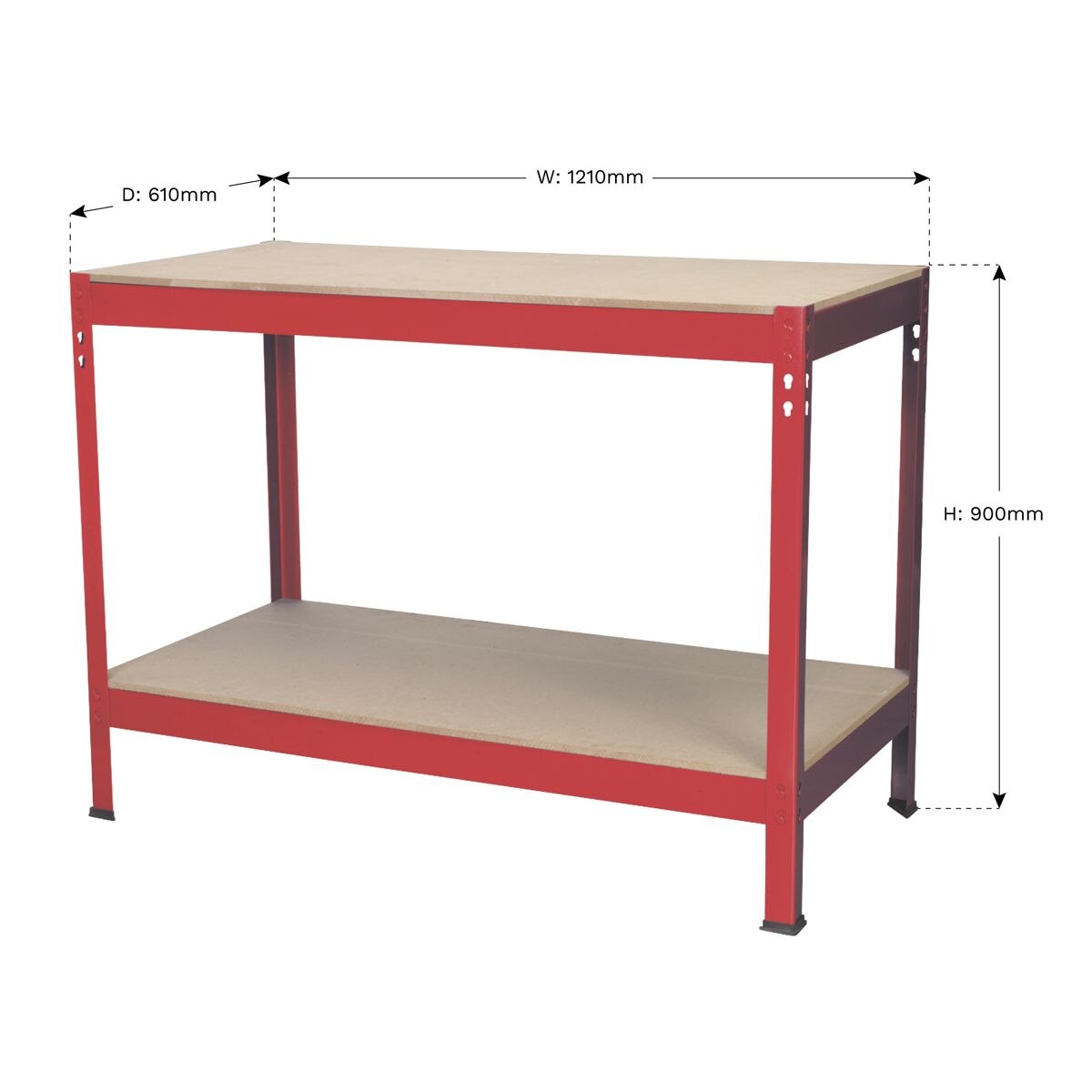 Sealey Steel Workbench with Wooden Top 1.2m - Image 3