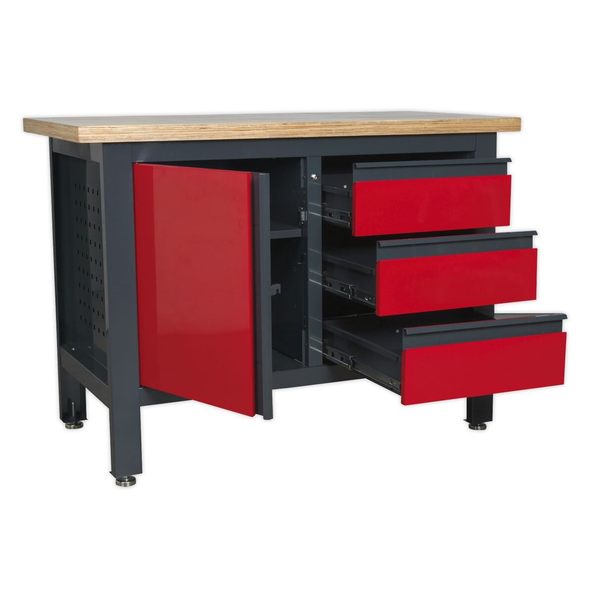 Sealey Workbench with 3 Drawers & Cupboard - Image 2