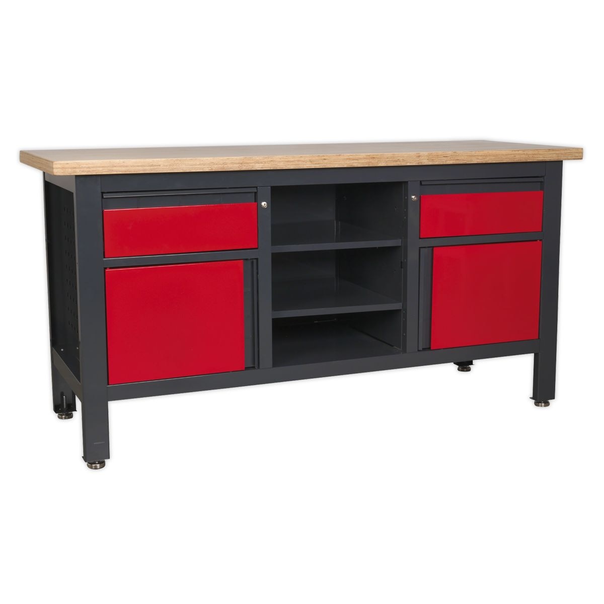 Sealey Workbench with 2 Drawers, 2 Cupboards & Open Storage - Image 1