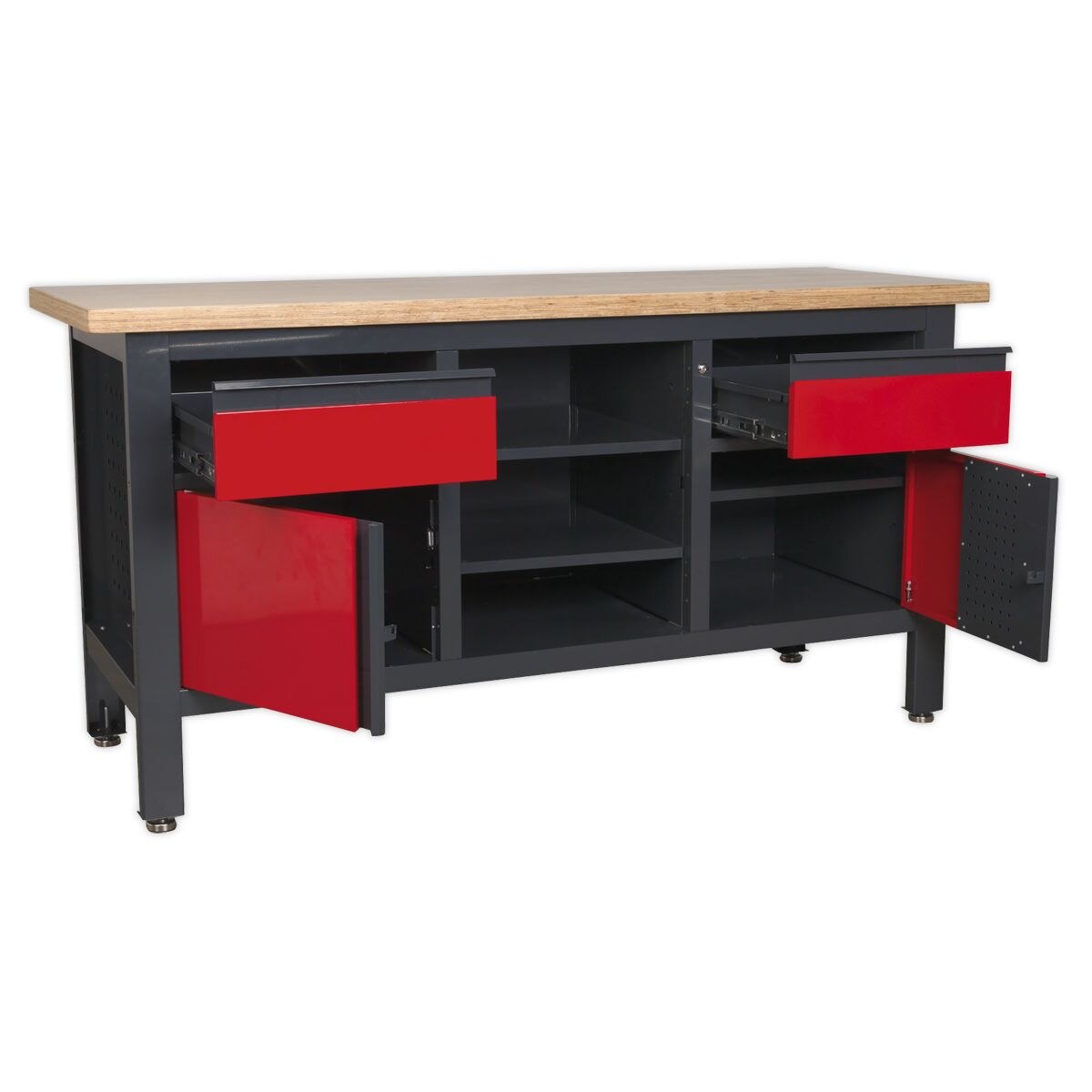 Sealey Workbench with 2 Drawers, 2 Cupboards & Open Storage - Image 10