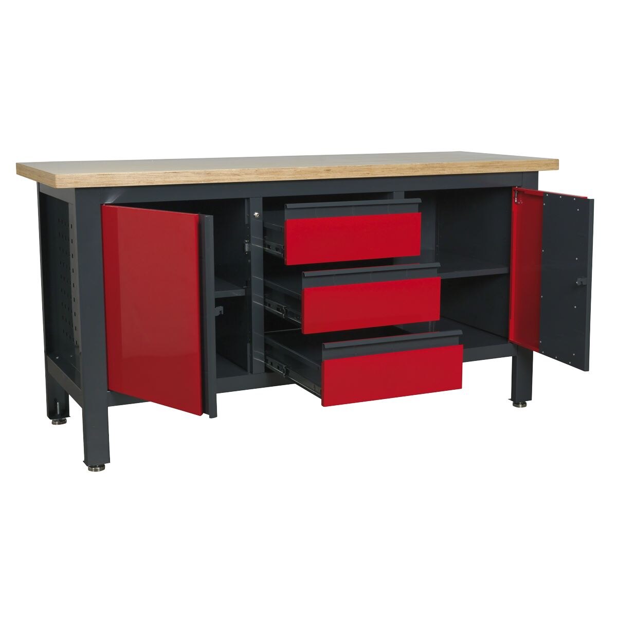 Sealey Workbench with 3 Drawers & 2 Cupboards - Image 6