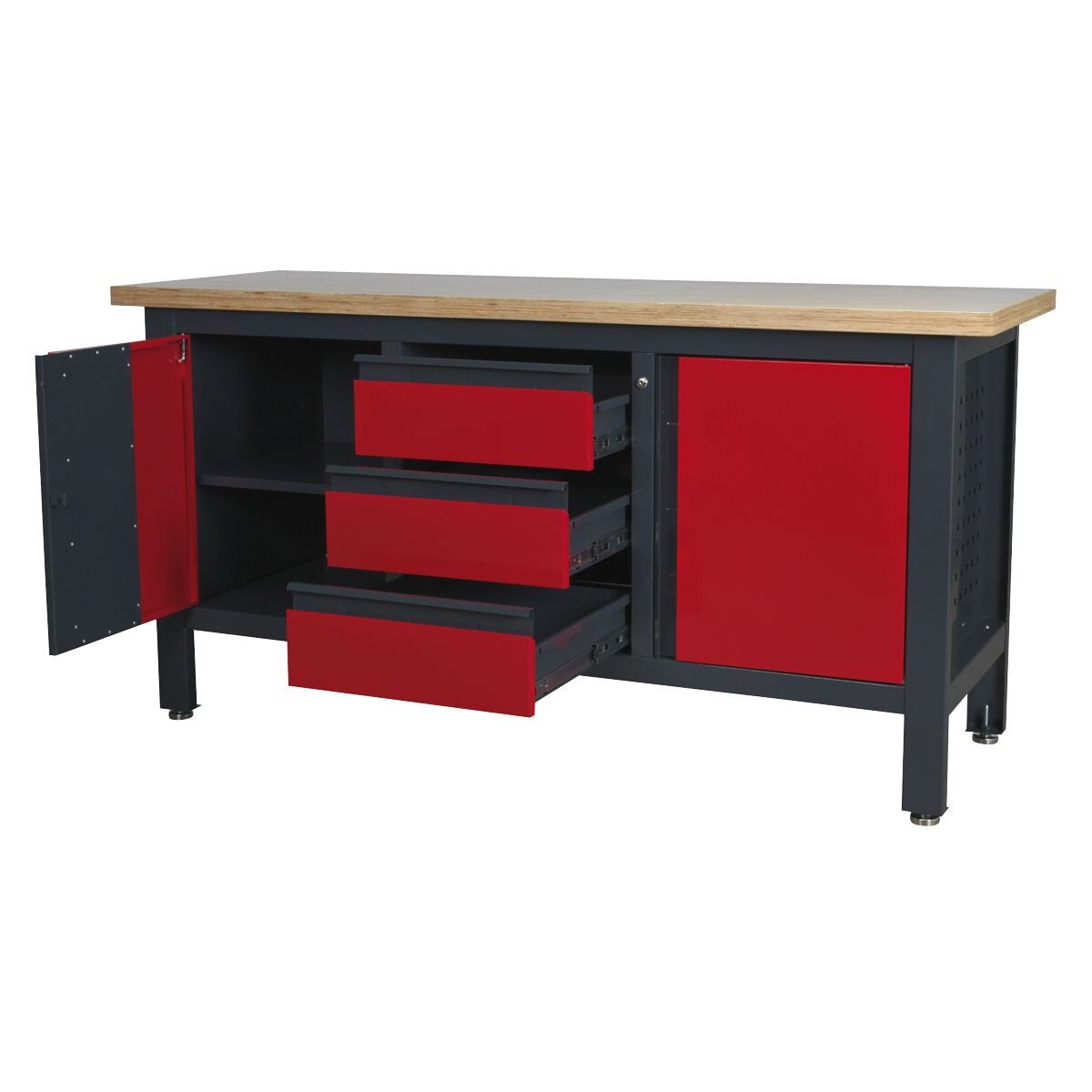 Sealey Workbench with 3 Drawers & 2 Cupboards - Image 7