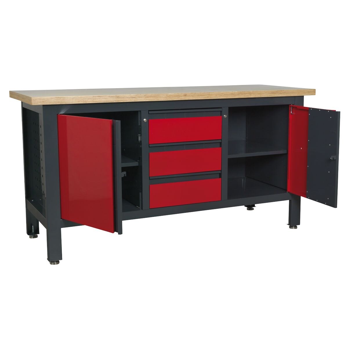 Sealey Workbench with 3 Drawers & 2 Cupboards - Image 8