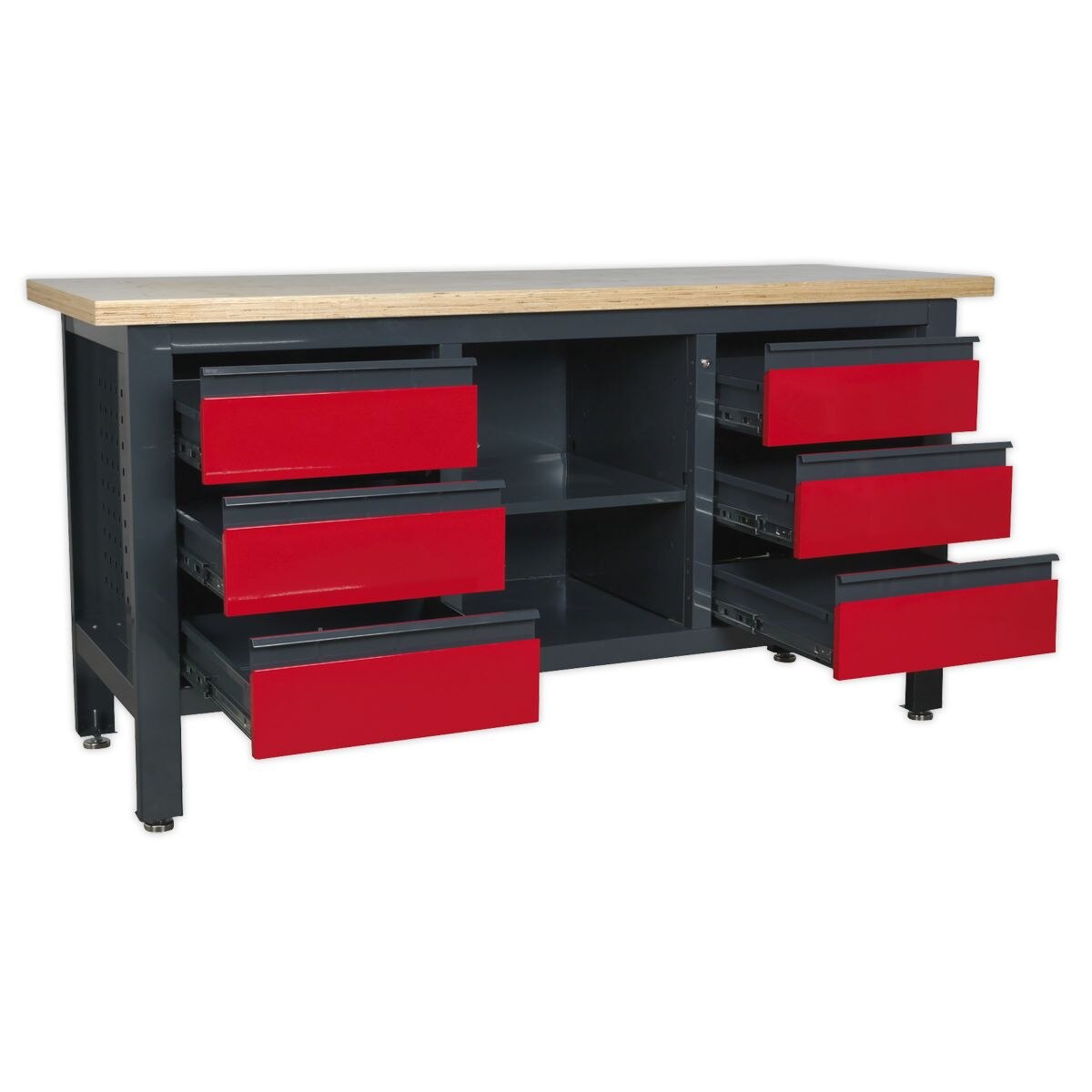 Sealey Workbench with 6 Drawers & Open Storage - Image 5