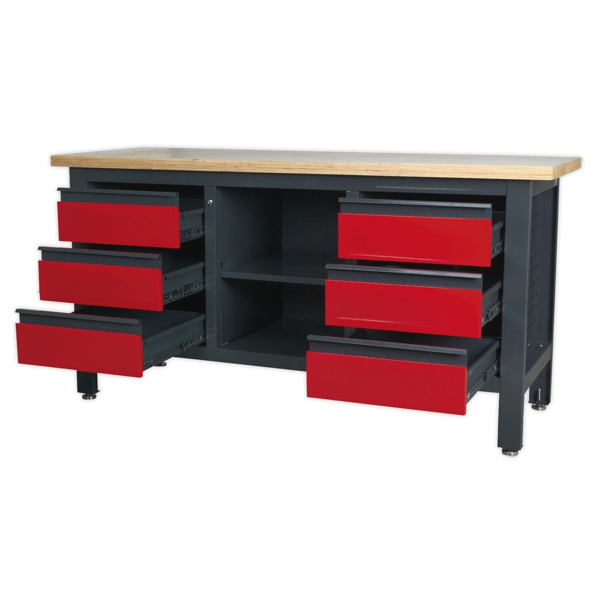 Sealey Workbench with 6 Drawers & Open Storage - Image 6