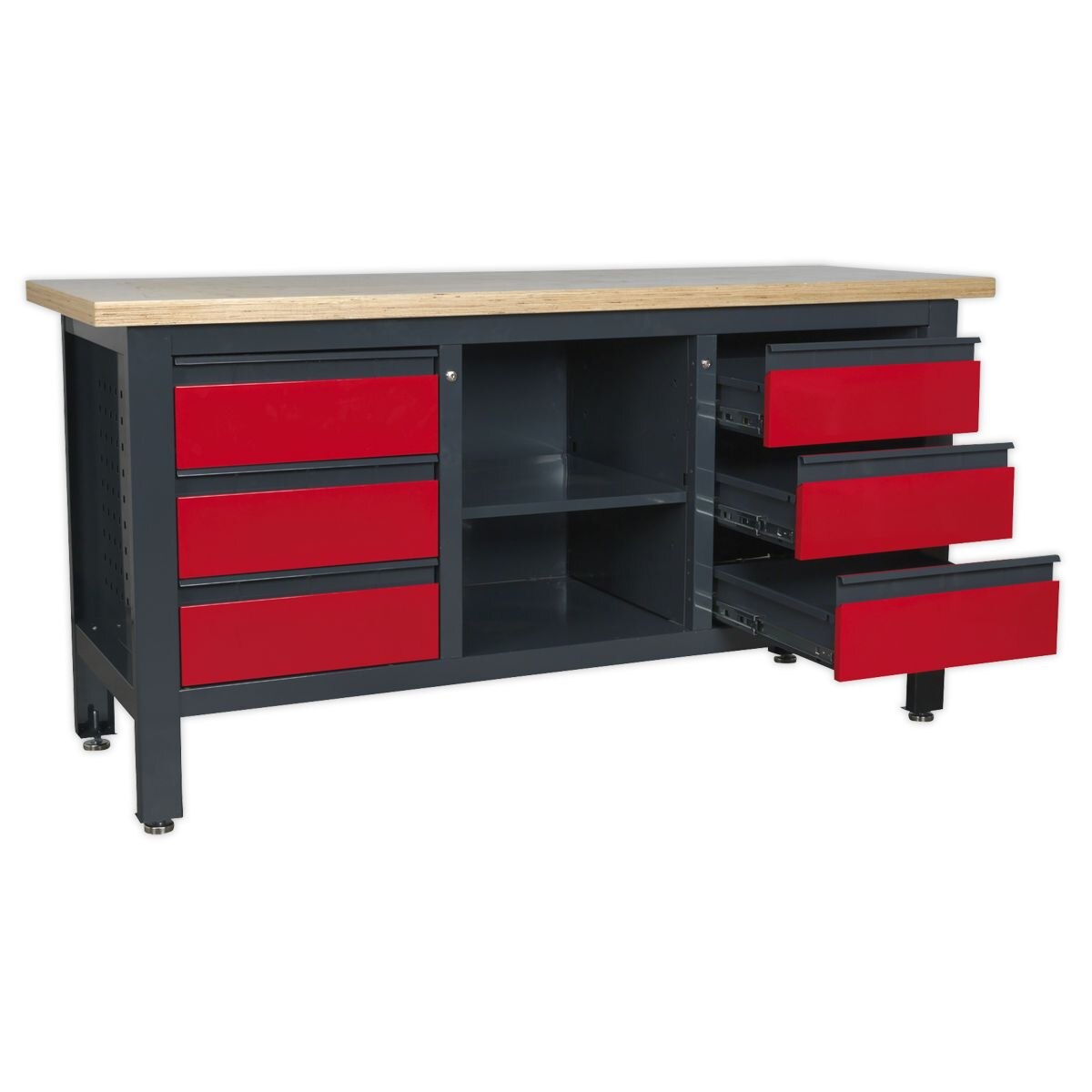 Sealey Workbench with 6 Drawers & Open Storage - Image 7