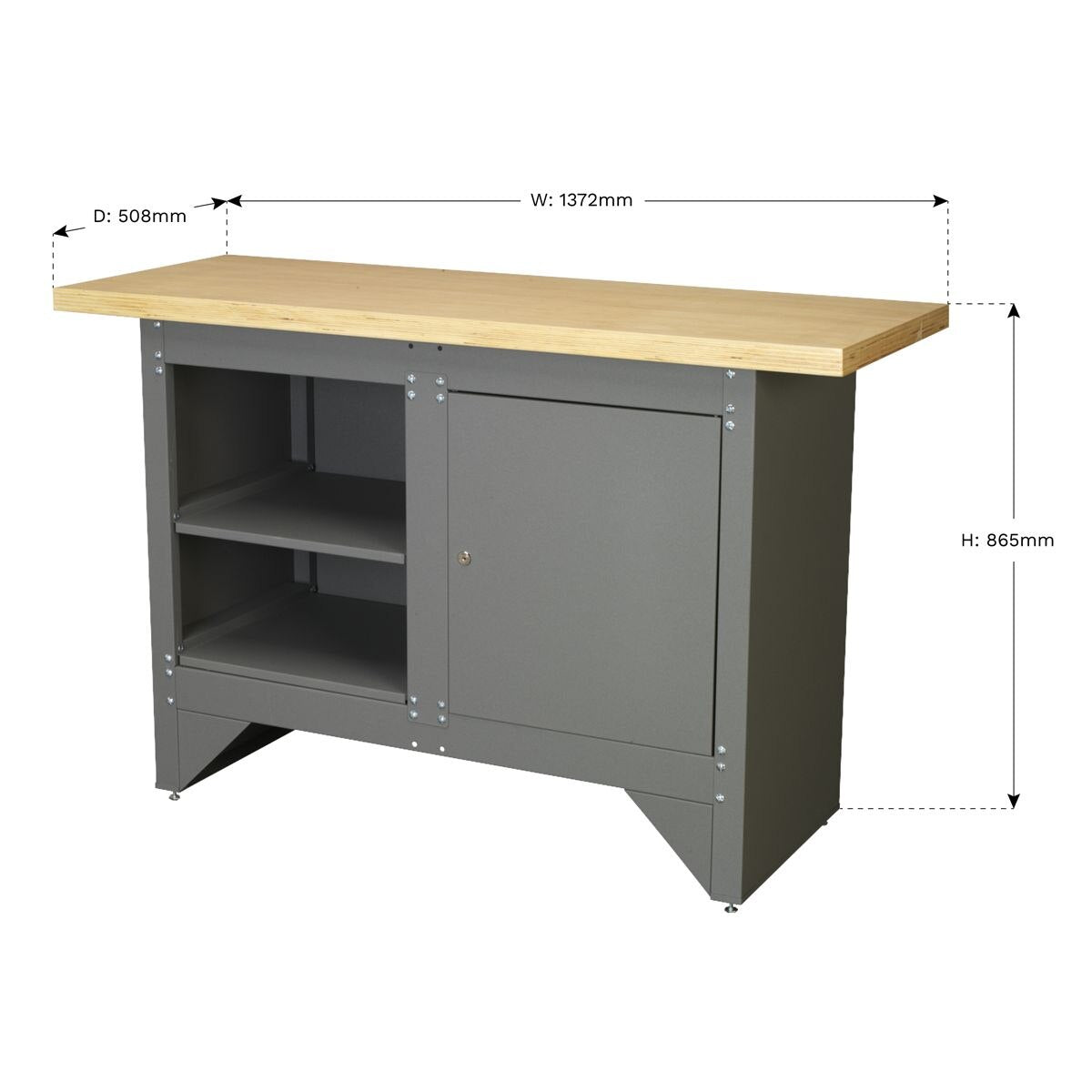 Sealey Heavy-Duty Workbench with Cupboard - Image 2