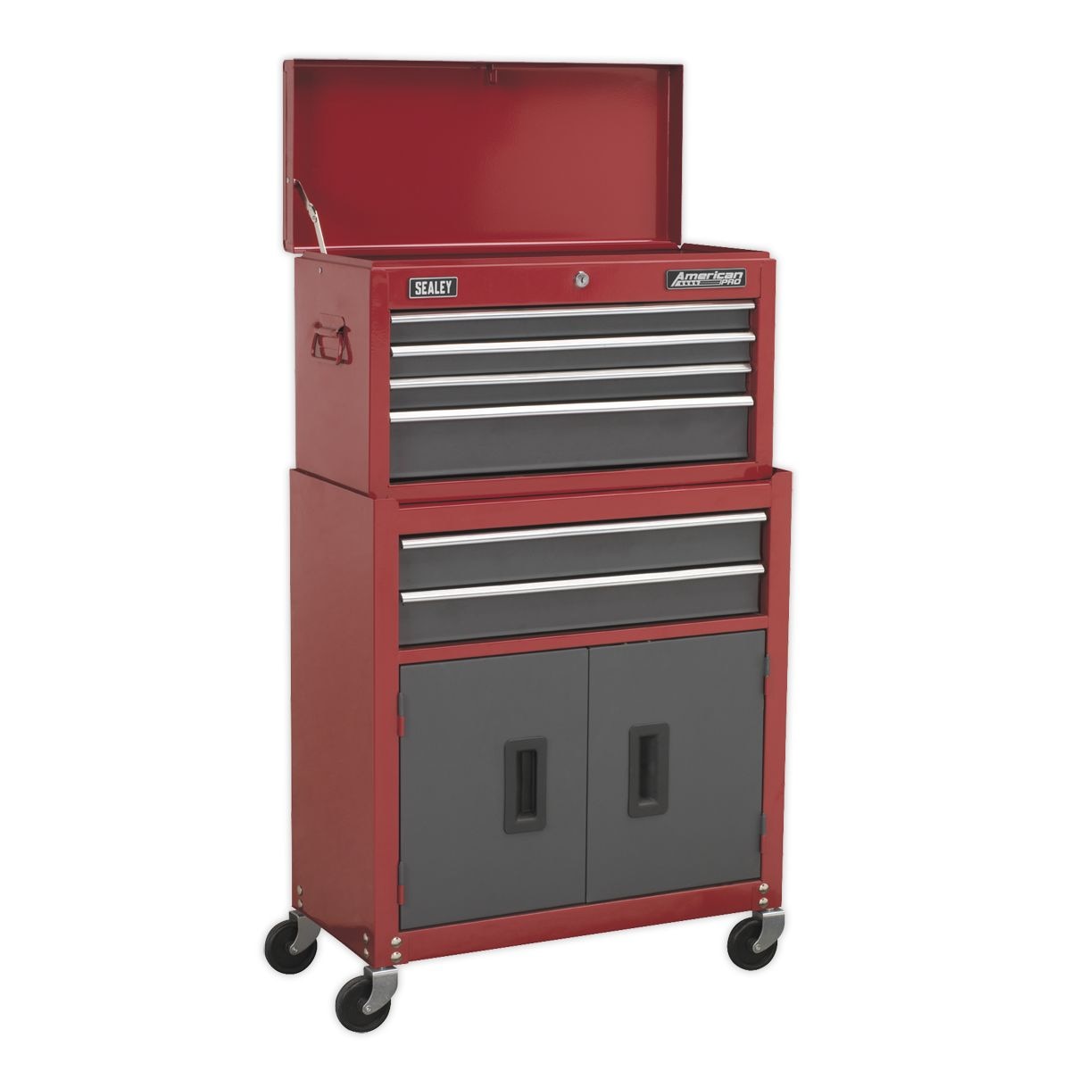 Sealey American PRO Topchest & Rollcab Combination 6 Drawer - Red - Image 1