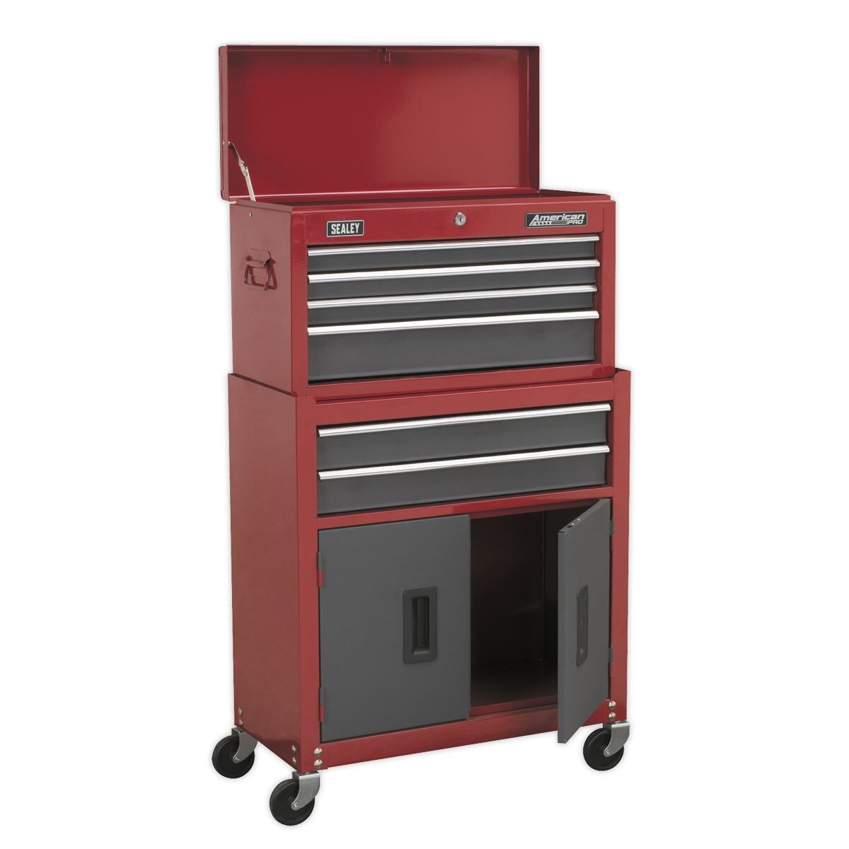 Sealey American PRO Topchest & Rollcab Combination 6 Drawer - Red - Image 10