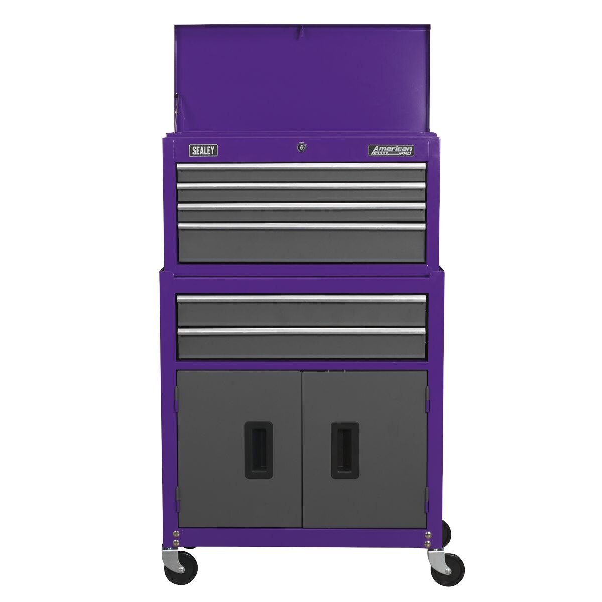 Sealey American PRO Topchest & Rollcab Combination 6 Drawer - Purple/Grey - Image 4