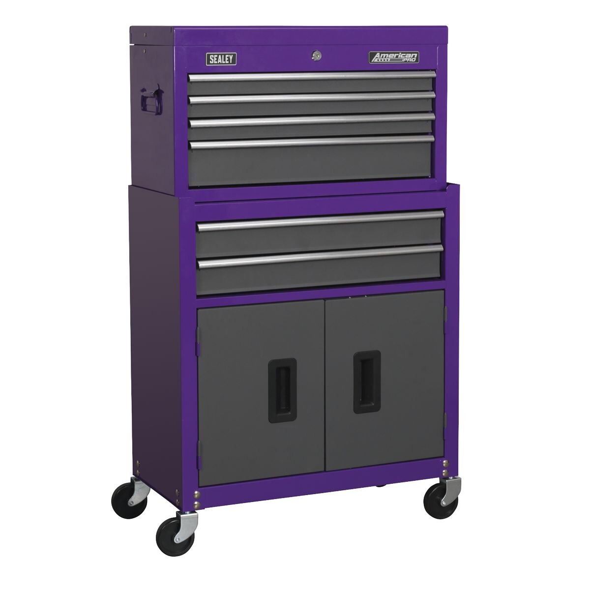 Sealey American PRO Topchest & Rollcab Combination 6 Drawer - Purple/Grey - Image 5