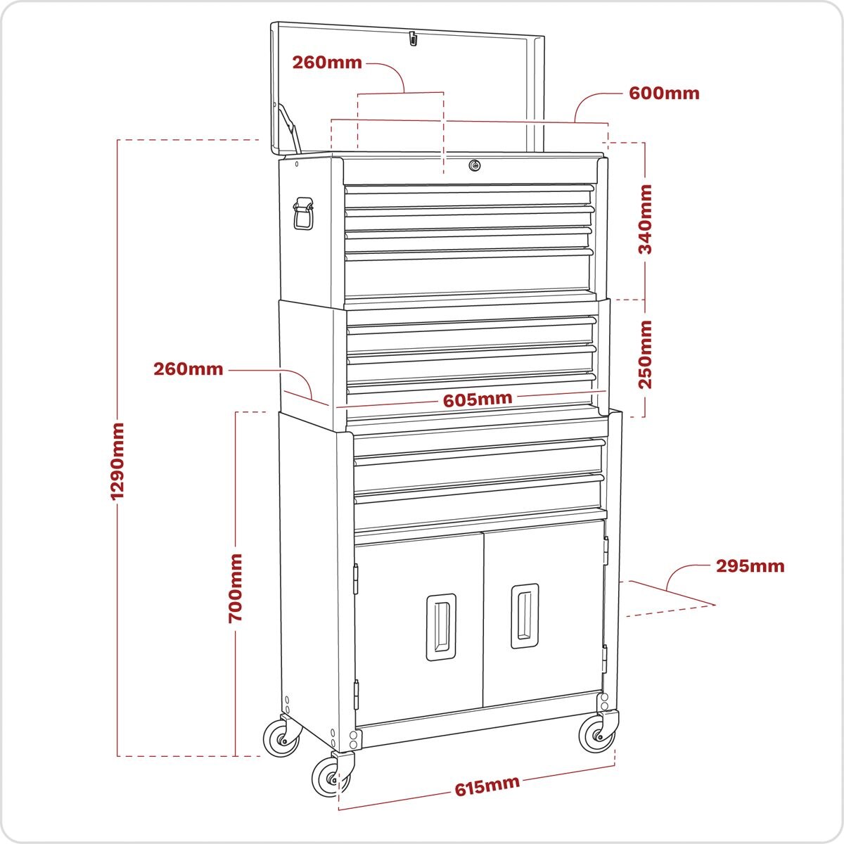 Sealey American PRO Topchest, Mid-Box Tool Chest & Rollcab Stack 9 Drawer - Purple - Image 10