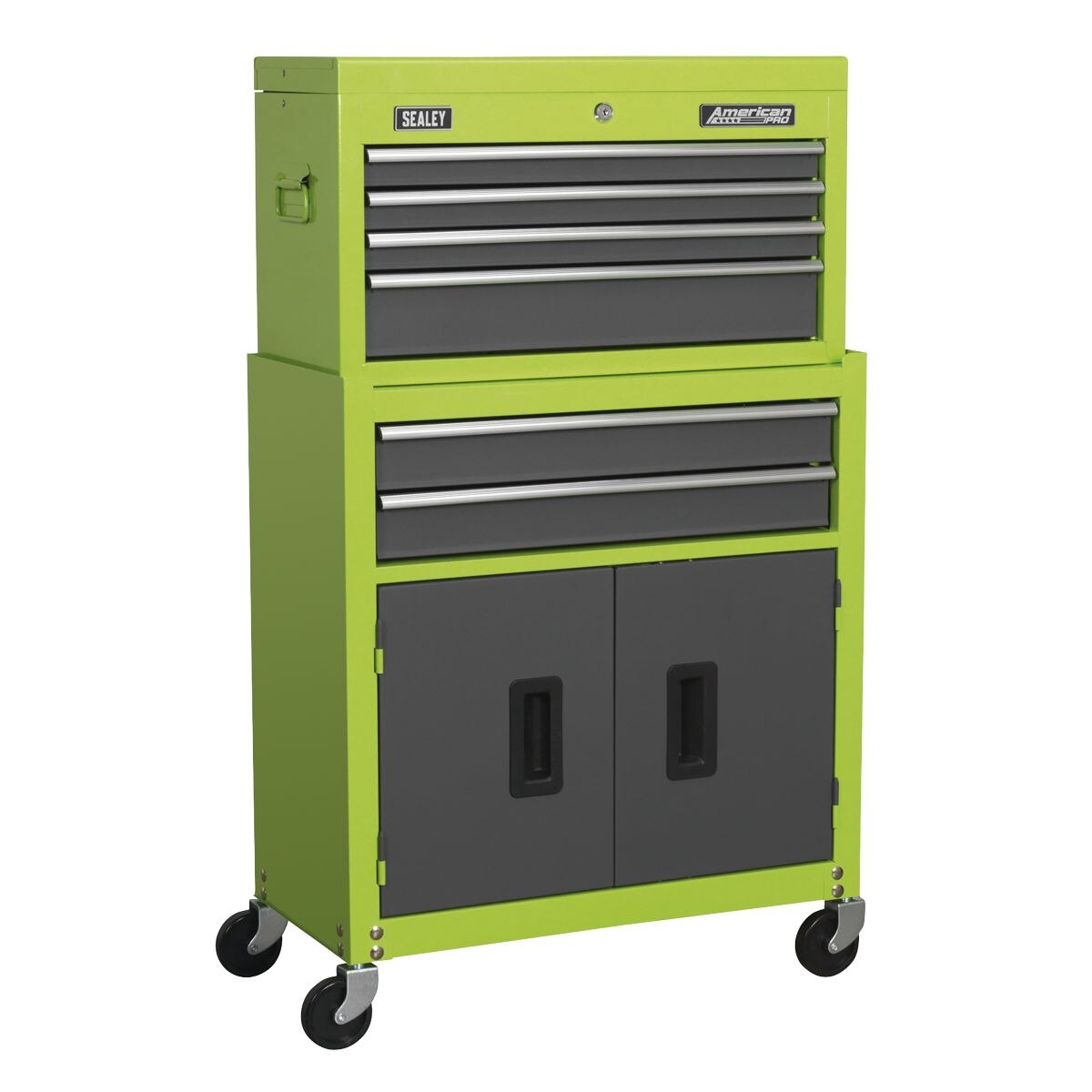 Sealey American PRO Topchest & Rollcab Combination 6 Drawer - Green/Grey - Image 2