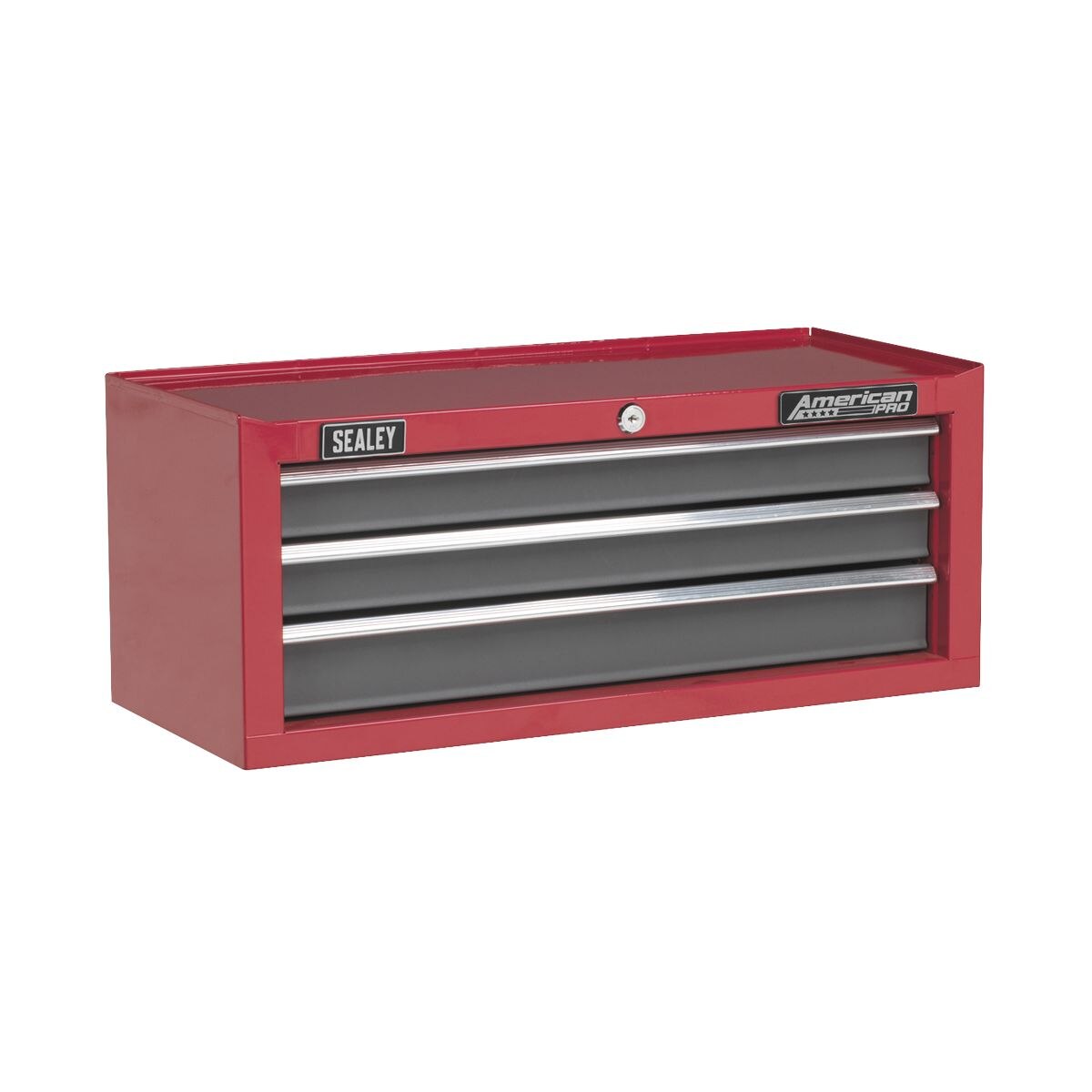 Sealey American PRO Topchest, Mid-Box Tool Chest & Rollcab Stack 9 Drawer - Red - Image 3