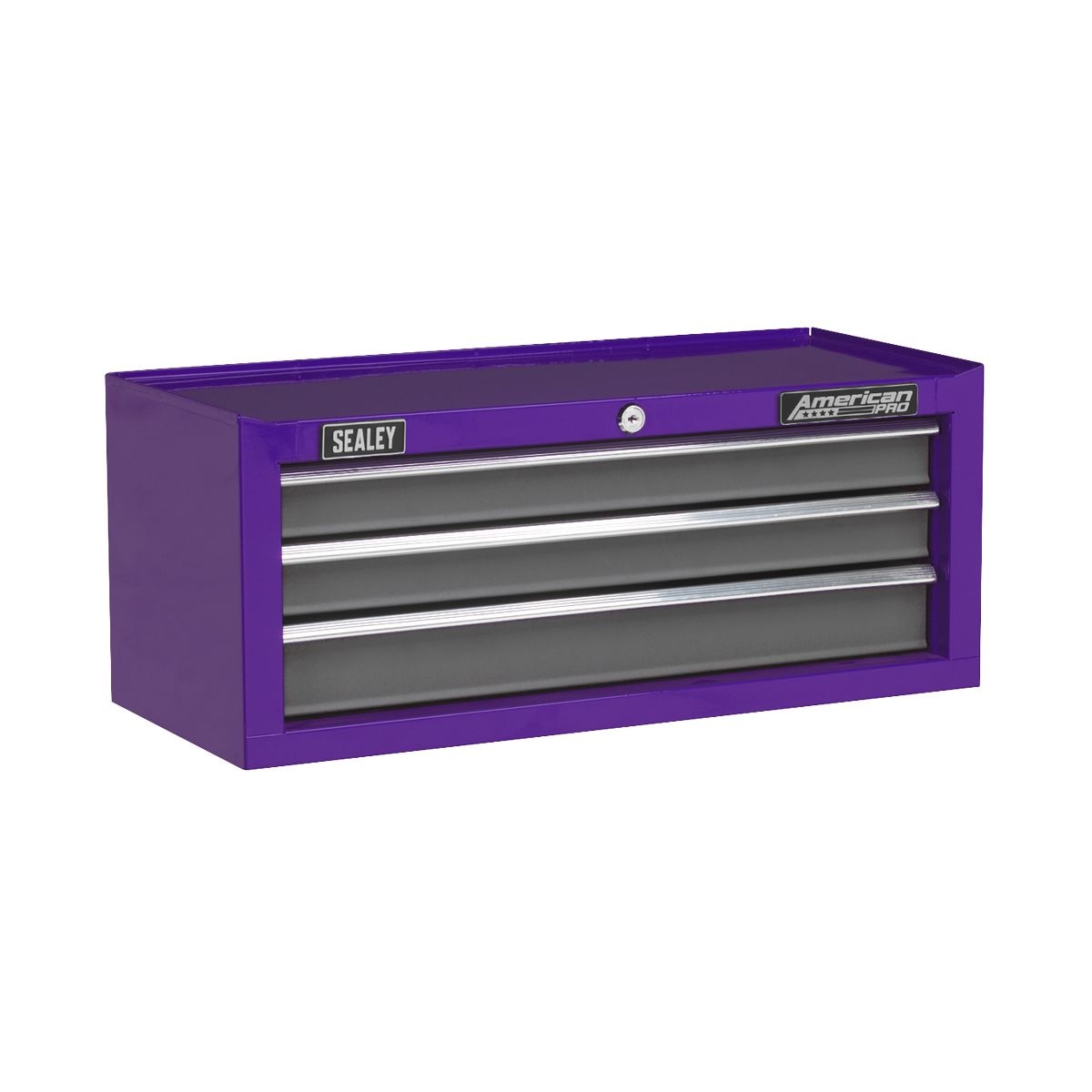 Sealey American PRO Mid-Box Tool Chest 3 Drawer - Purple/Grey - Image 1