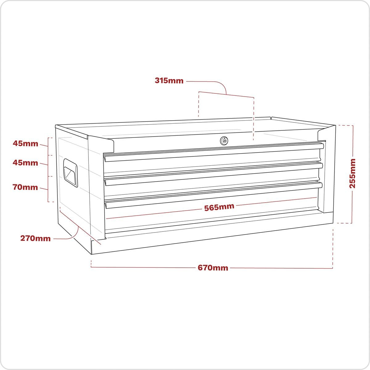 Sealey American PRO Mid-Box Tool Chest 3 Drawer - Black - Image 7