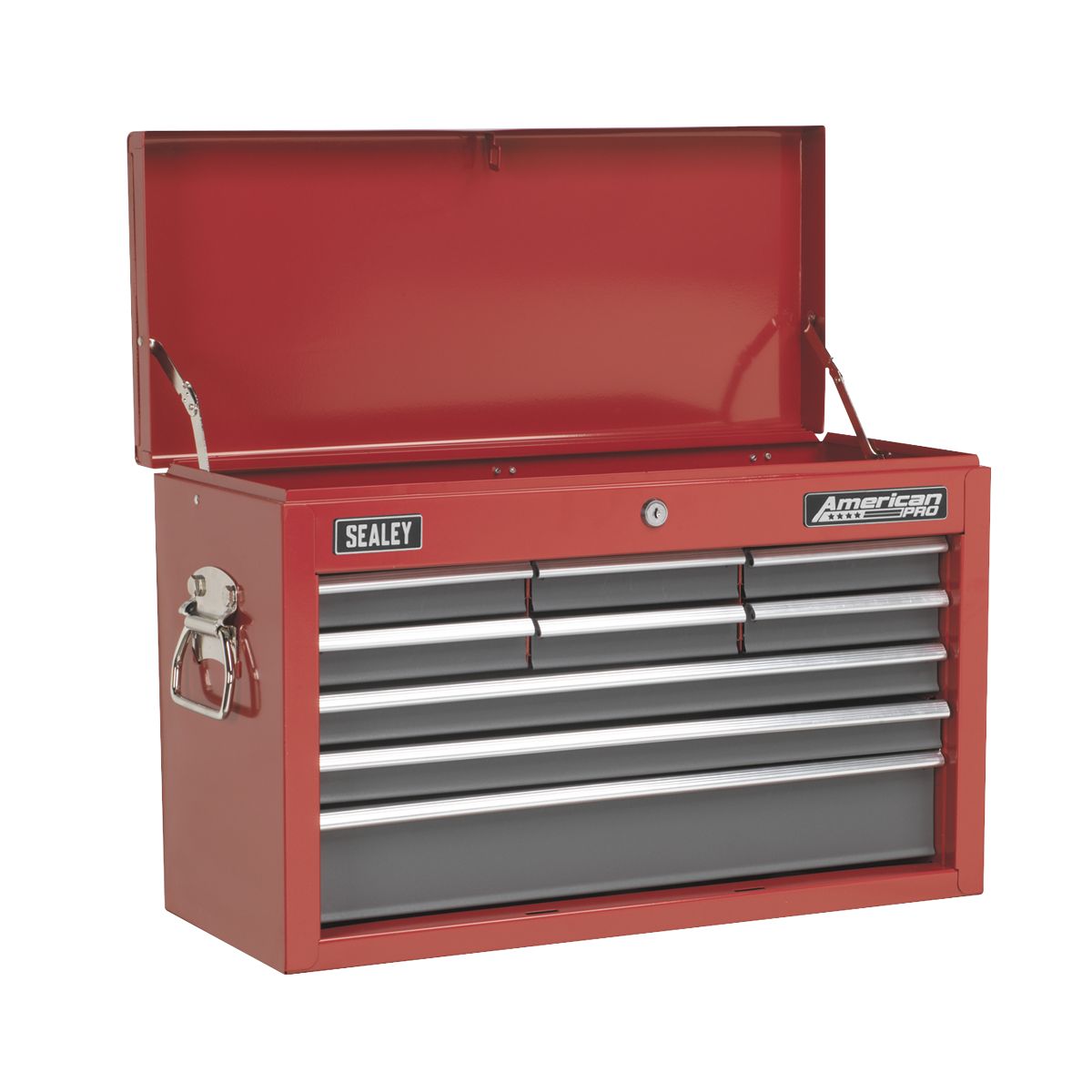 Sealey American PRO Topchest 9 Drawer with 205pc Tool Kit - Red/Grey - Image 2