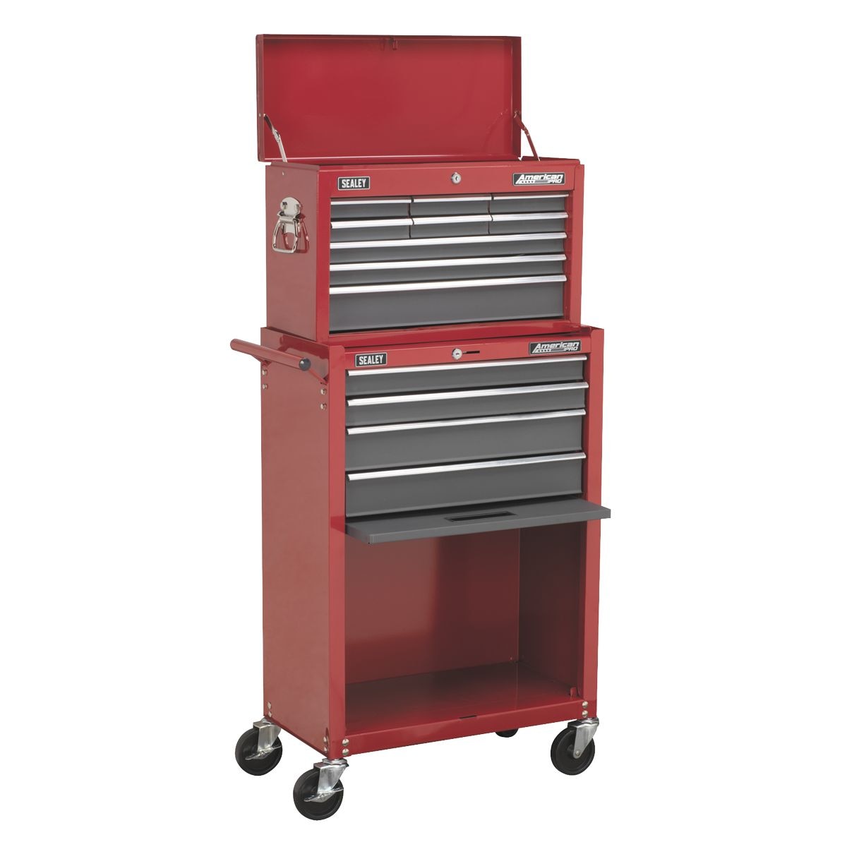 Sealey American PRO Topchest & Rollcab Combination 13 Drawer - Red/Grey - Image 1