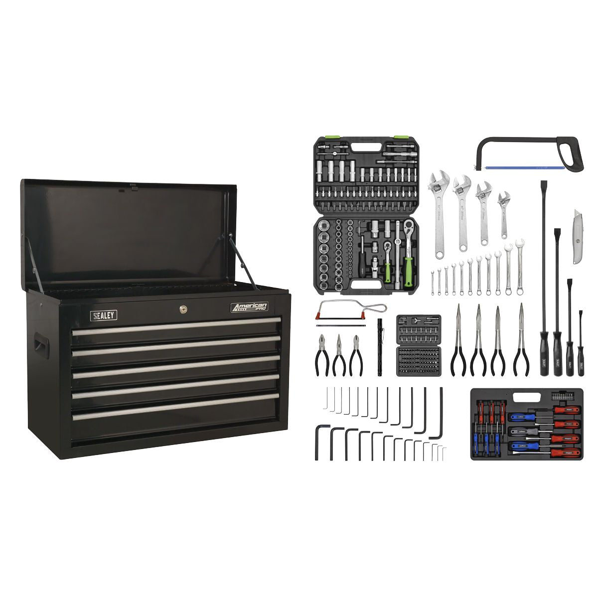 Sealey American PRO Topchest 5 Drawer with 272pc Tool Kit - Black - Image 1