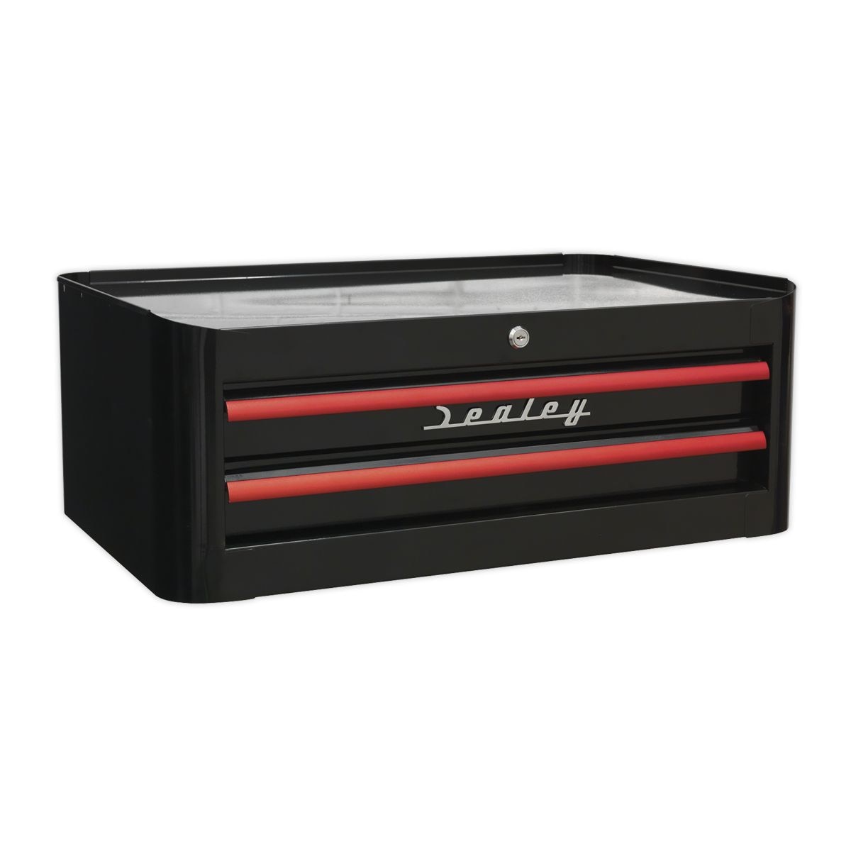 Sealey Premier Retro Style Mid-Box Tool Chest 2 Drawer - Black with Red Anodised Drawer Pulls - Image 1