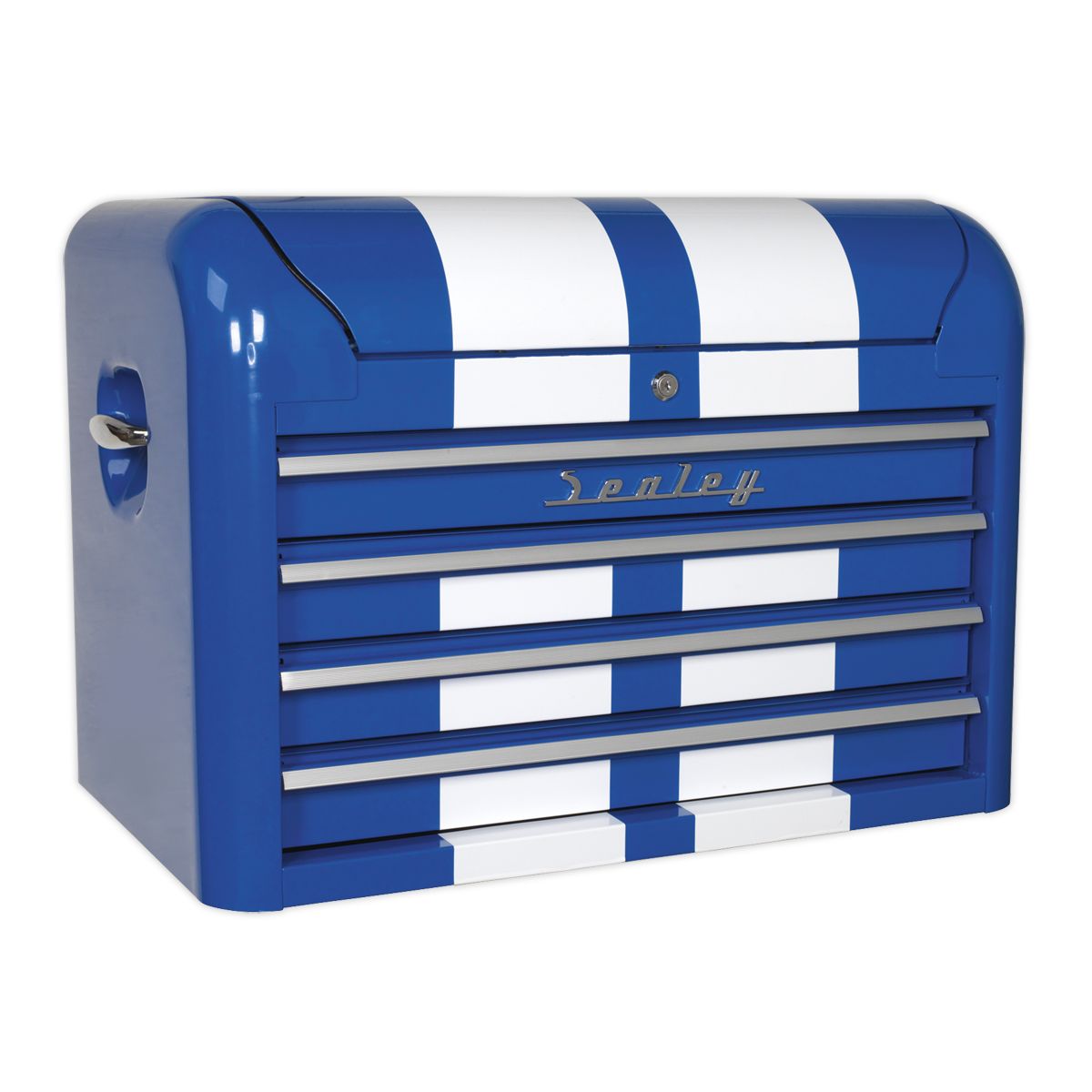 Sealey Premier Retro Style Topchest 4 Drawer - Blue with White Stripes - Image 4